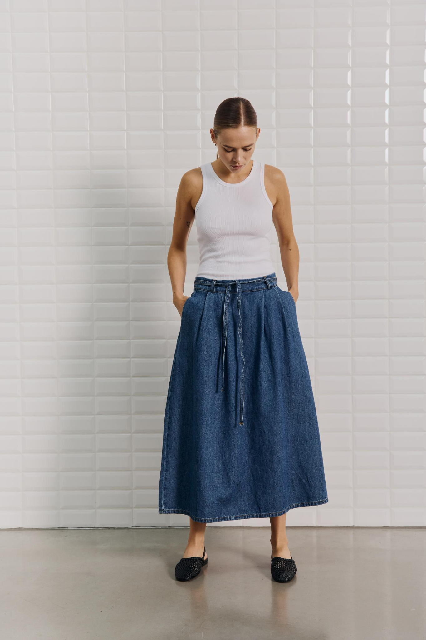 PENELOPE DENIM MAXI SKIRT - INDIGO DAWN