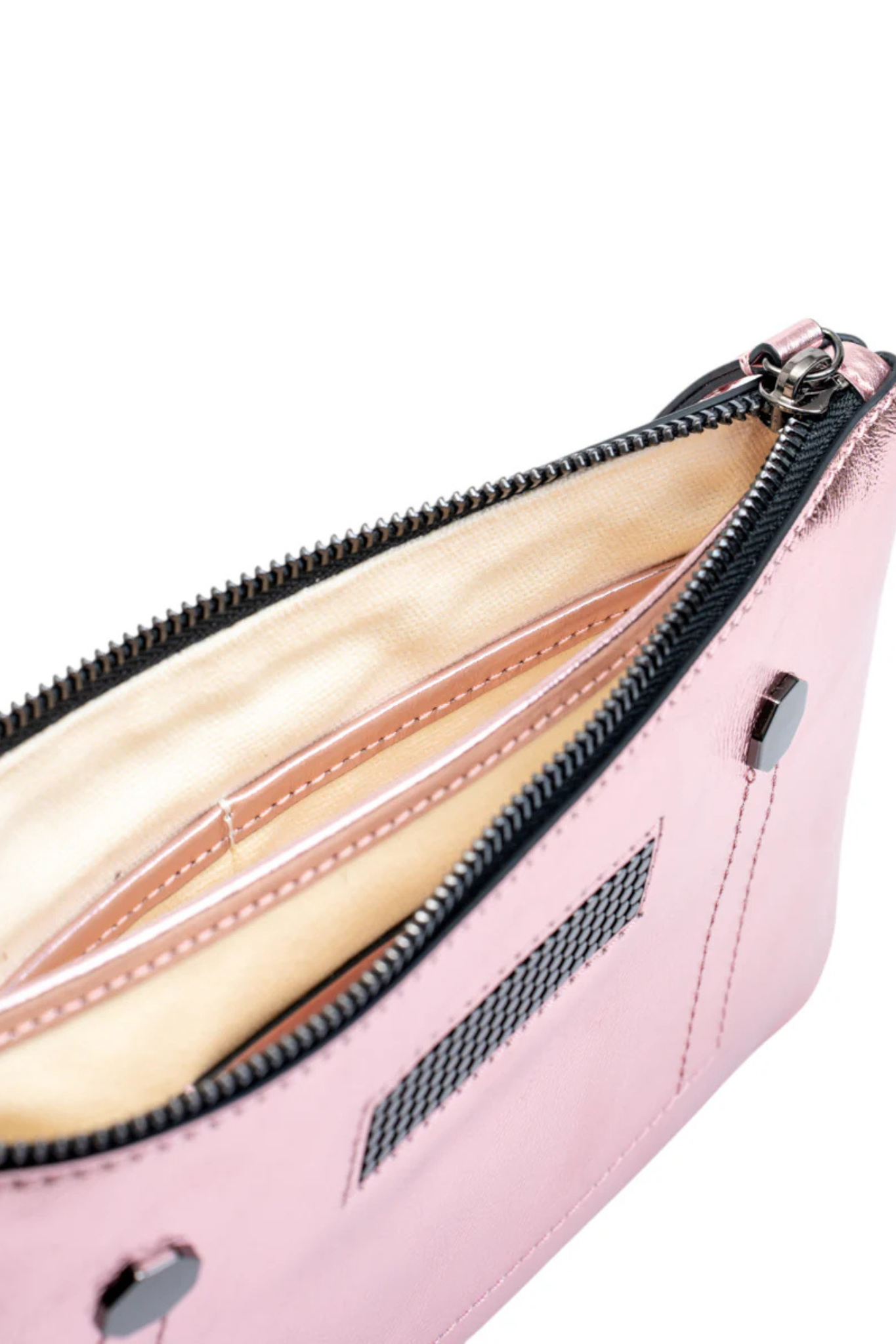 Clio Goldbrenner mini light pink bag. Close zip view