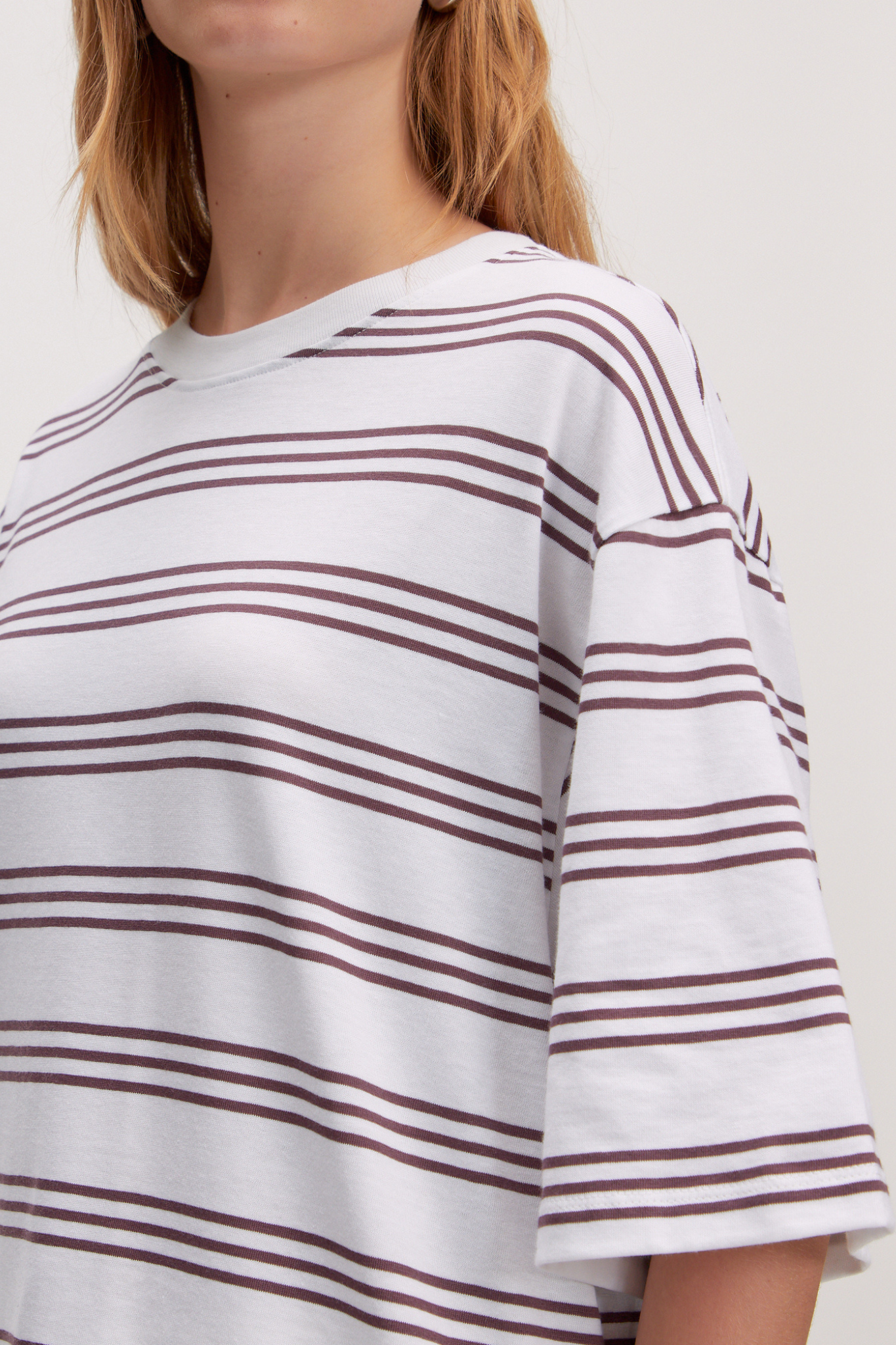 OVERSIZE XIA T-SHIRT - STRIPES HUCKLEBERRY/OPTIC WHITE
