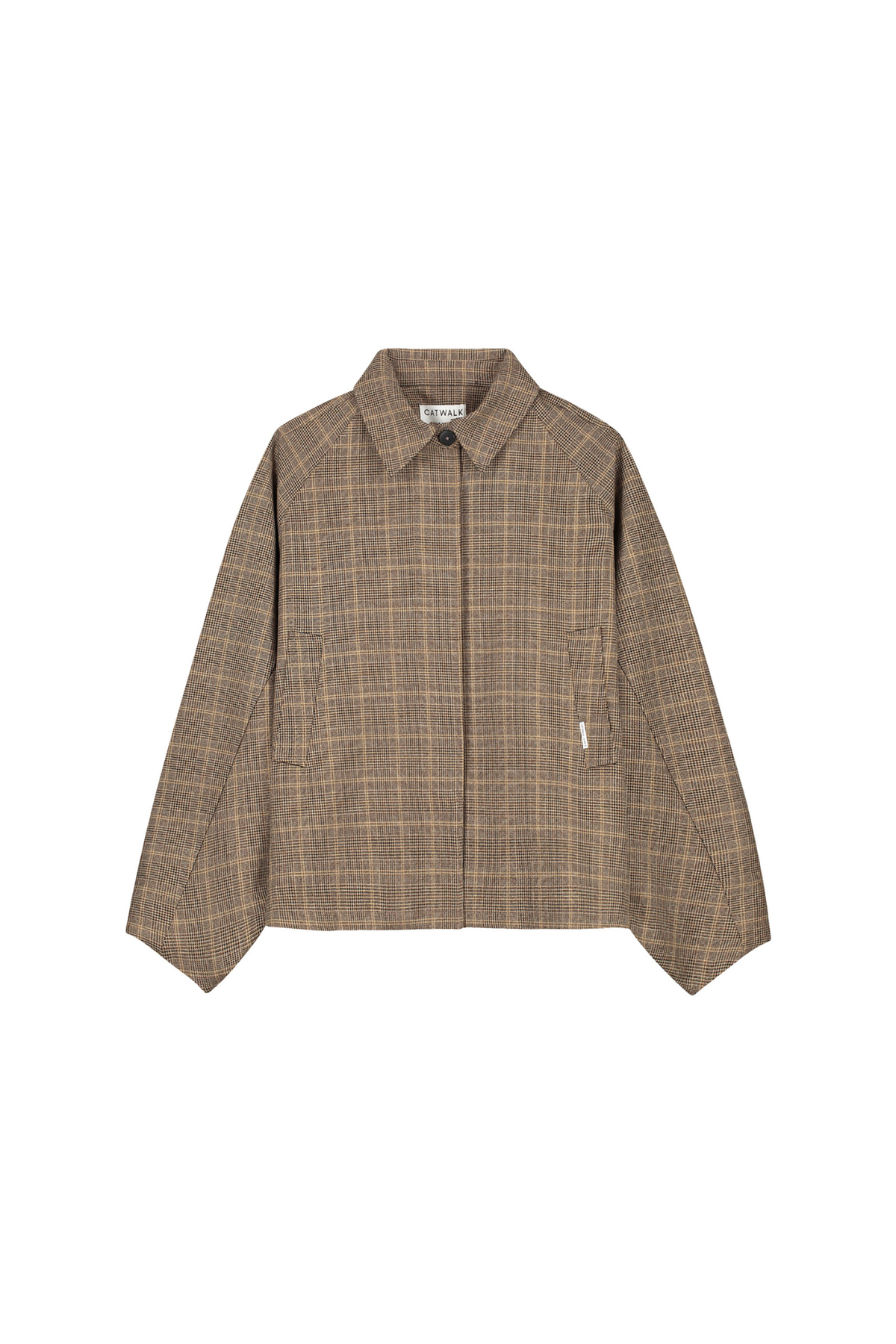 CHECK CAPE JACKET - CARAMEL