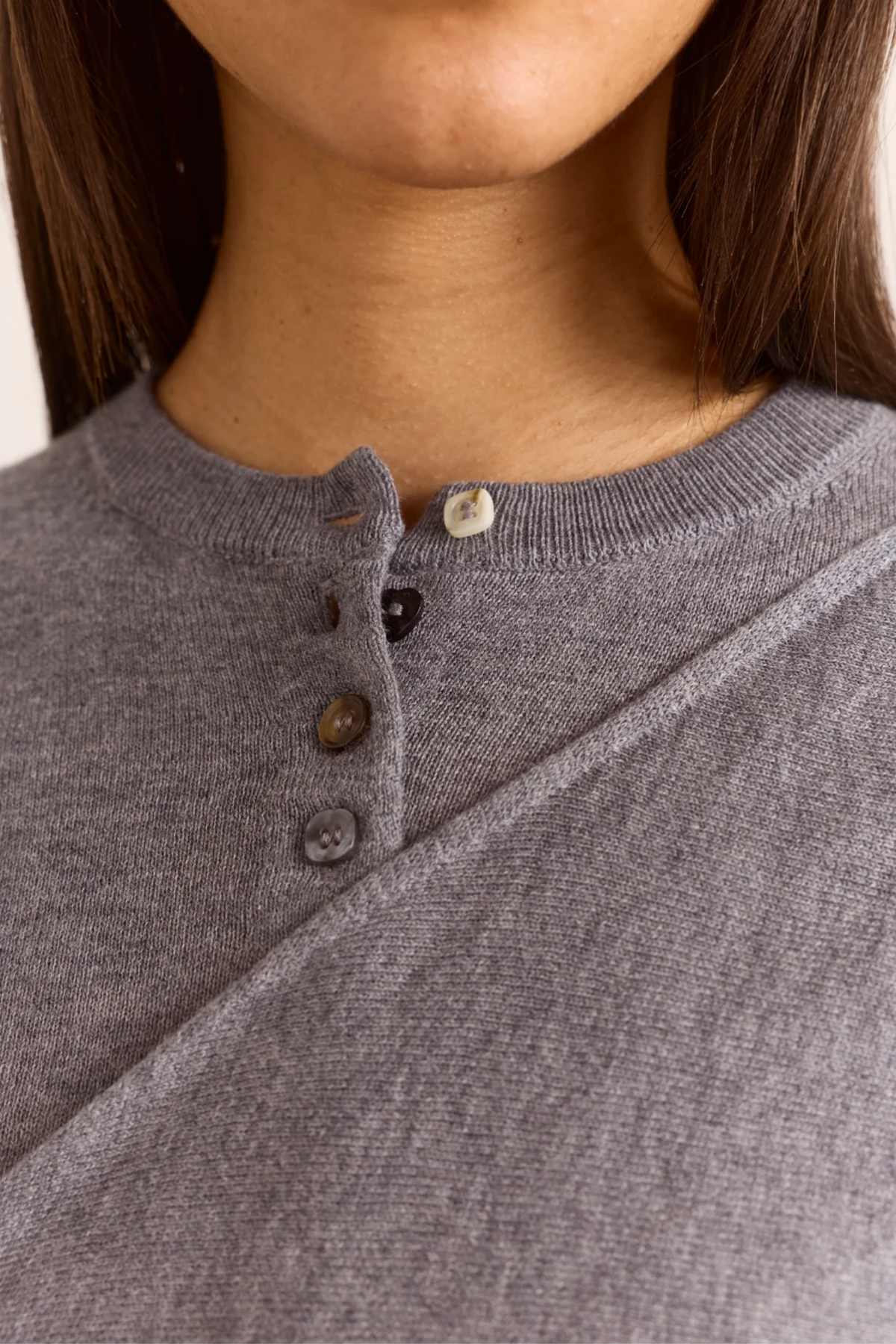 CARDIGAN VENNA WRAP EN MÉLANGE DE LAINE MÉRINOS - GRIS