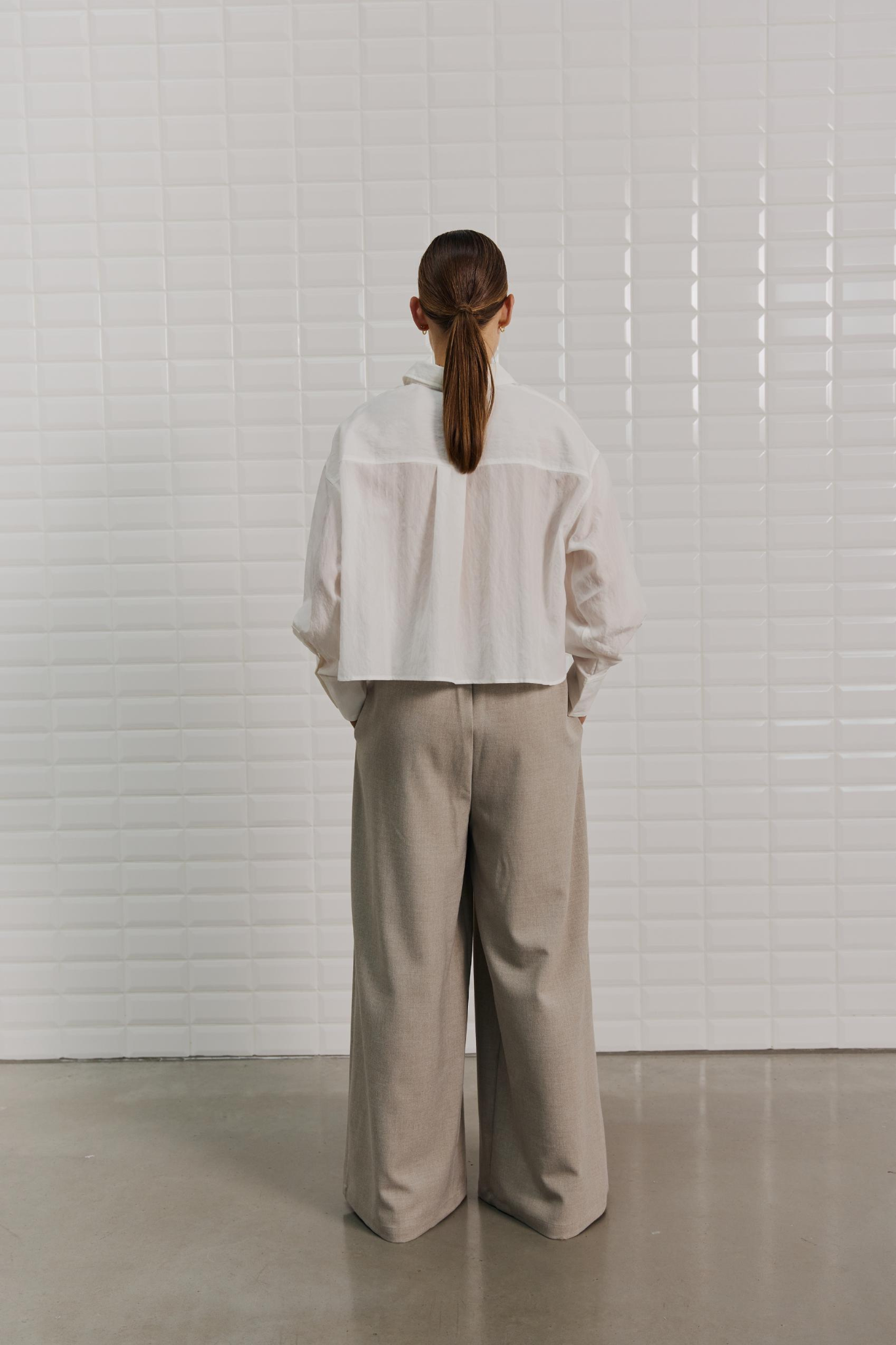 PILAR TAILORED PANT - GREY SAND MELANGE