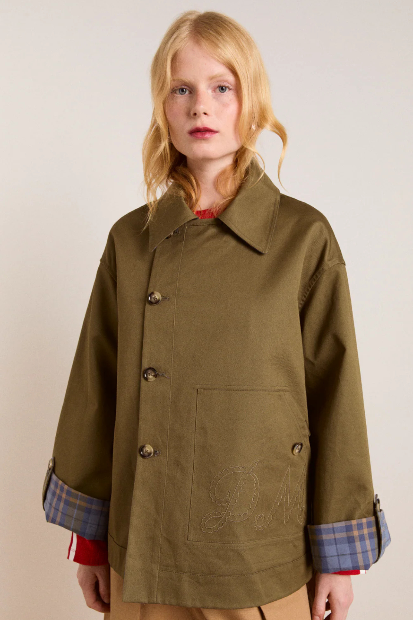 JERRY CROP TRENCH COAT - OLIVE
