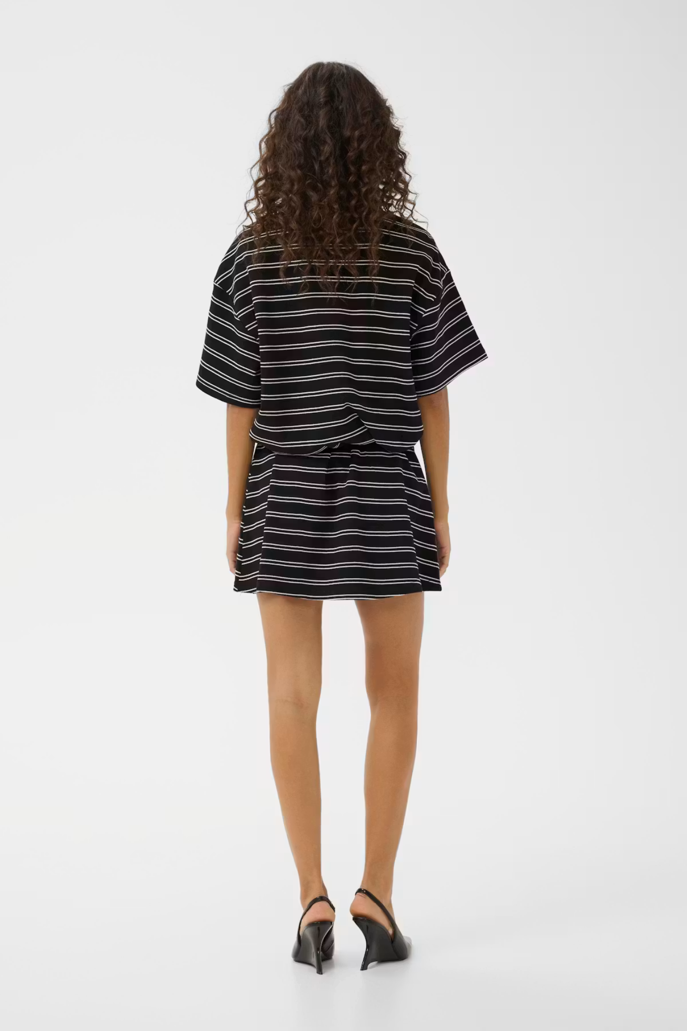 PILOVA POLO SHIRT - BLACK WHITE STRIPED