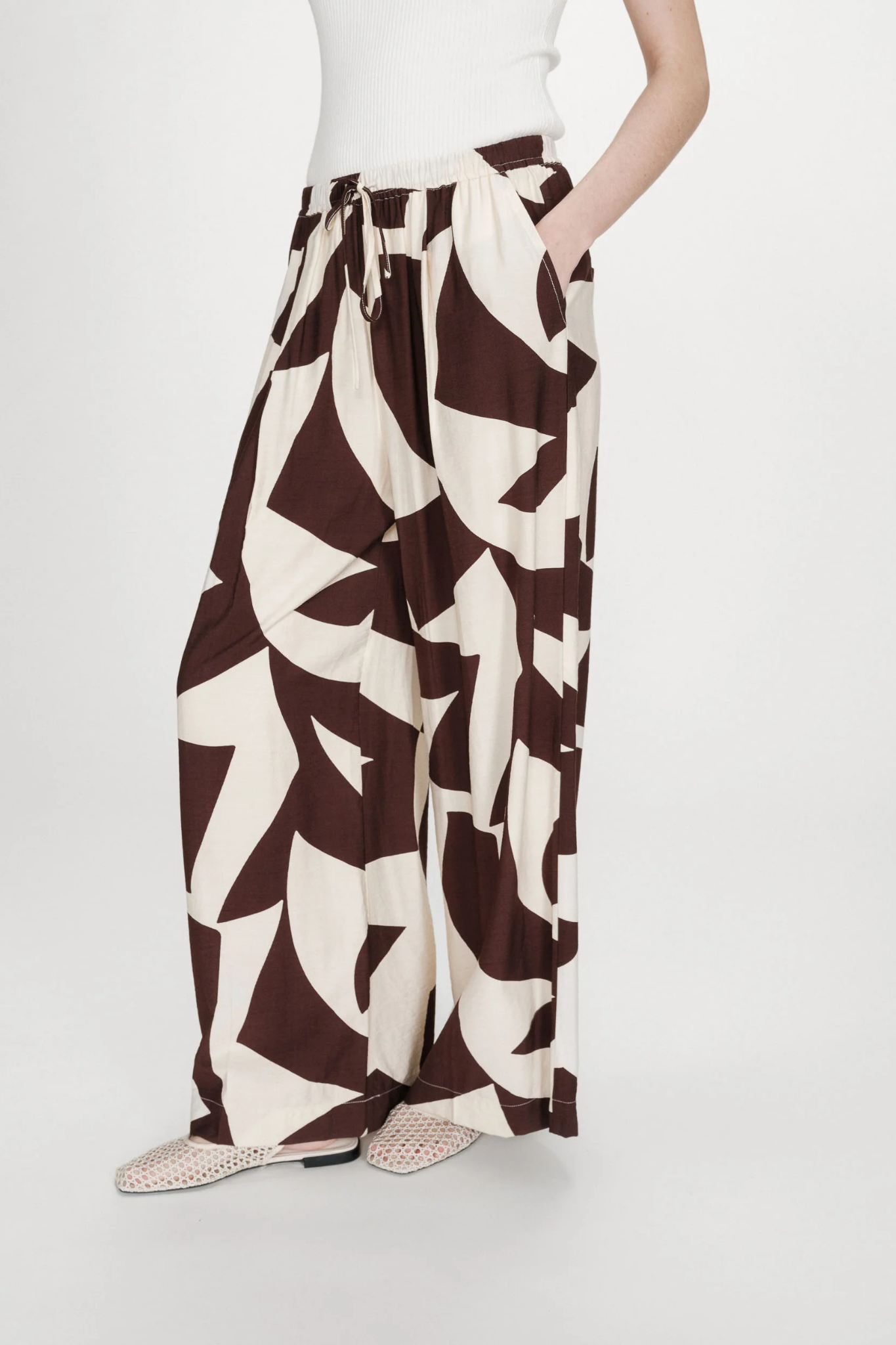 VENI WIDE LEG PANTS - CHOCOLAT