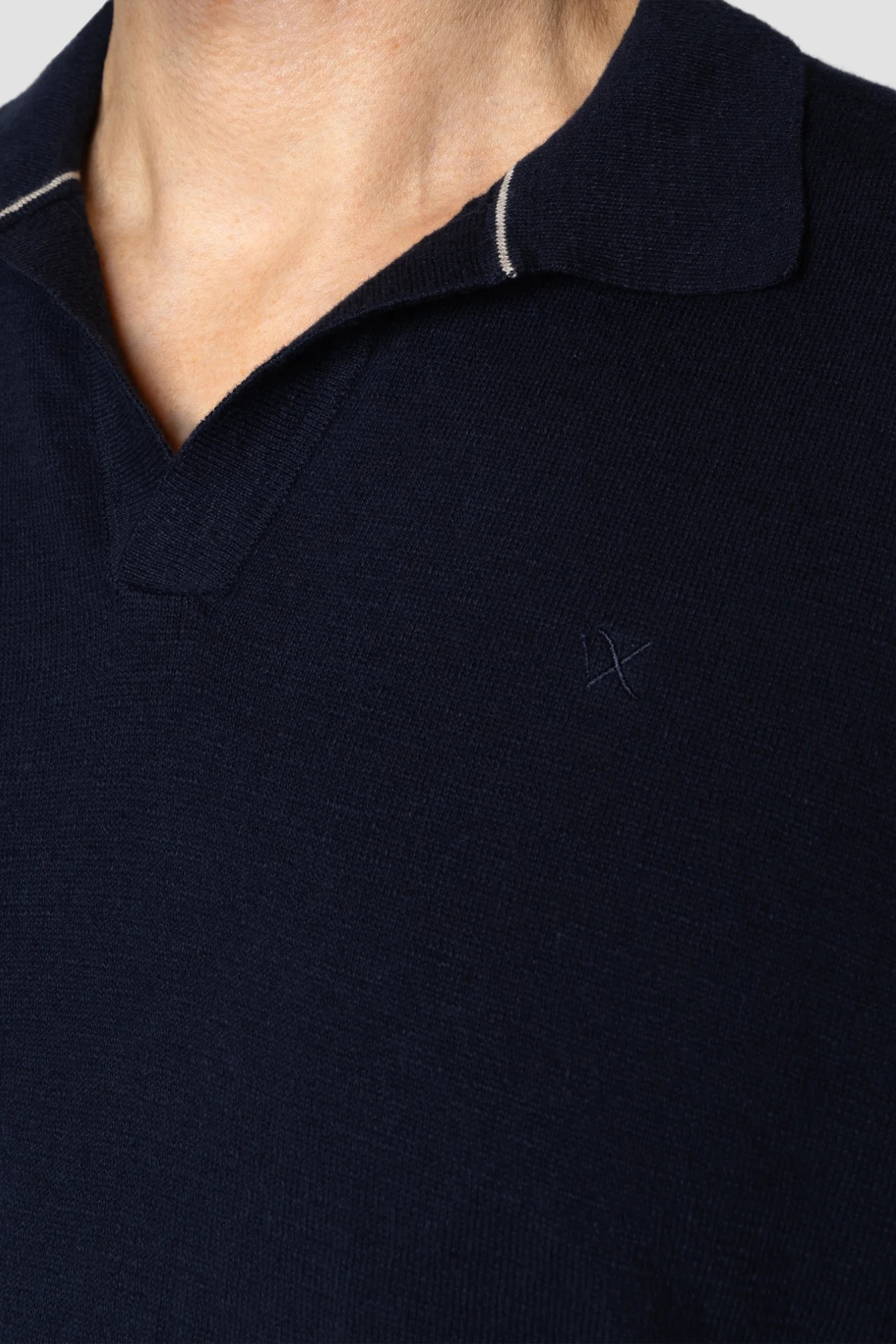 THOMAS KNITTED POLO - NAVY