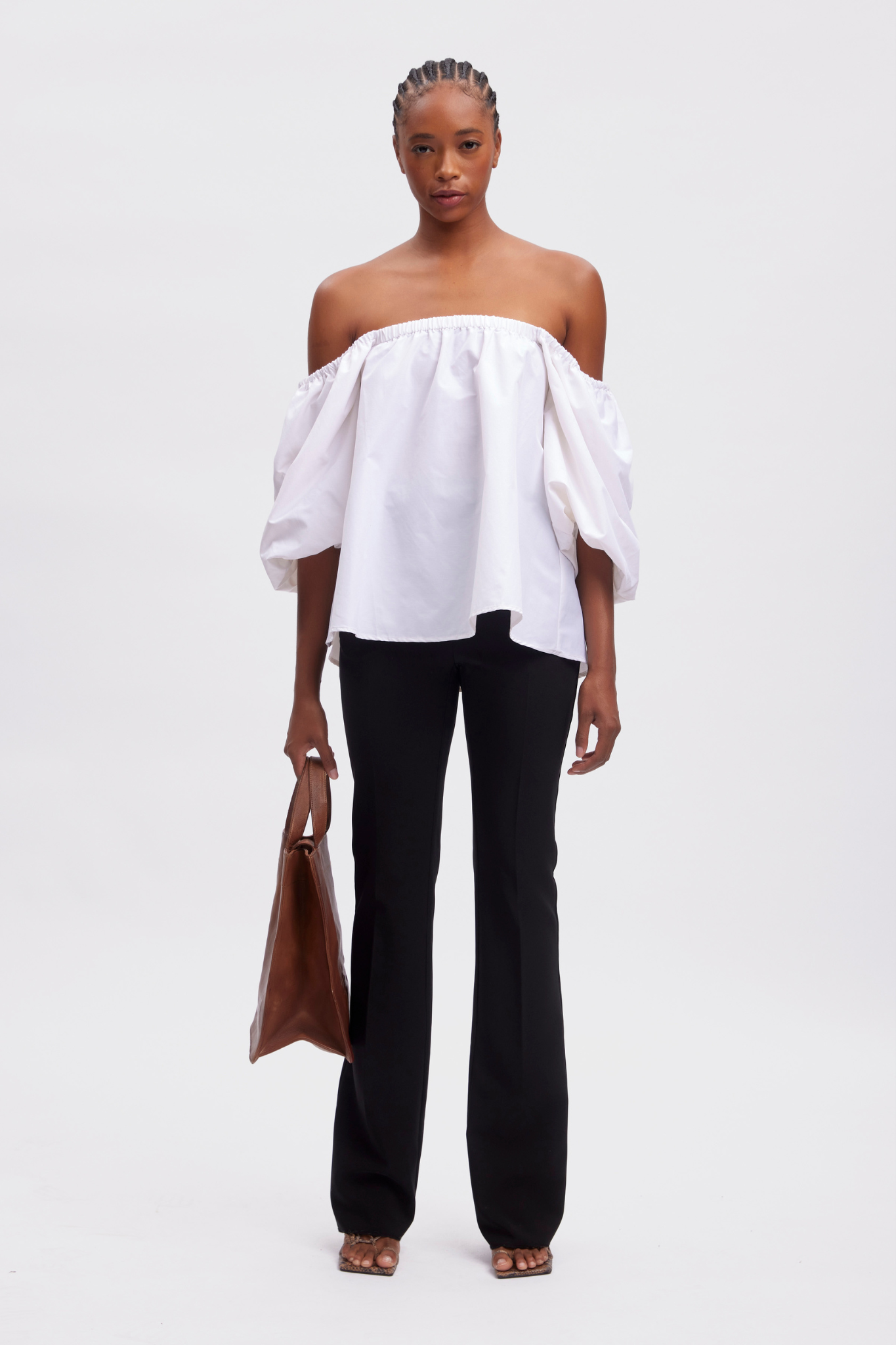 PAMPA OFF SHOULDER BLOUSE - BRIGHT WHITE