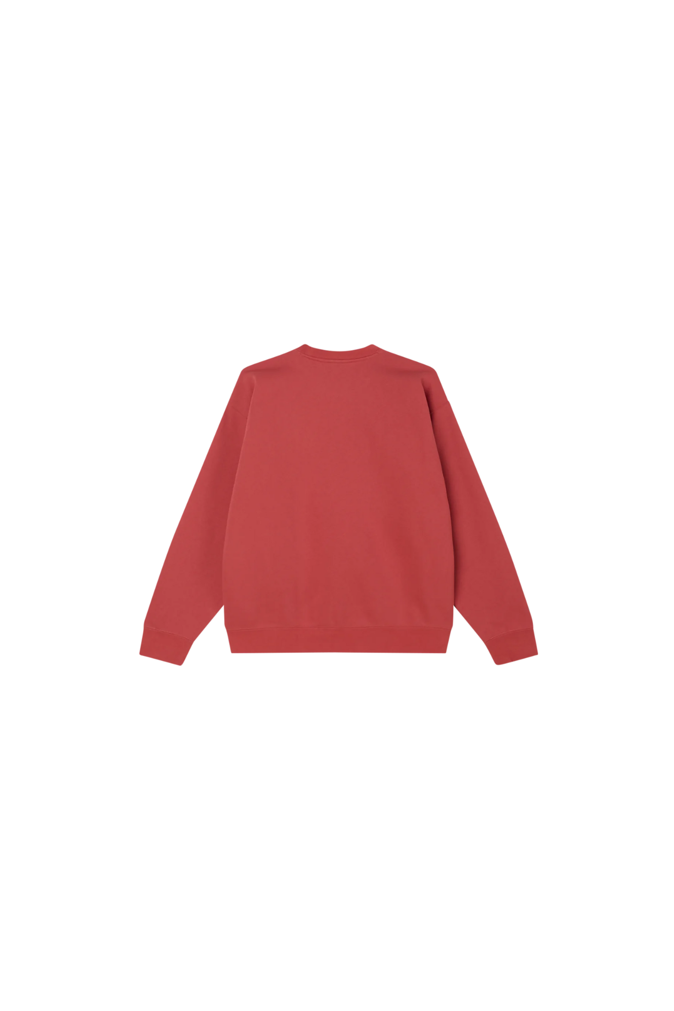OBEY digable crewneck in red and logo in white. Back flatlay view