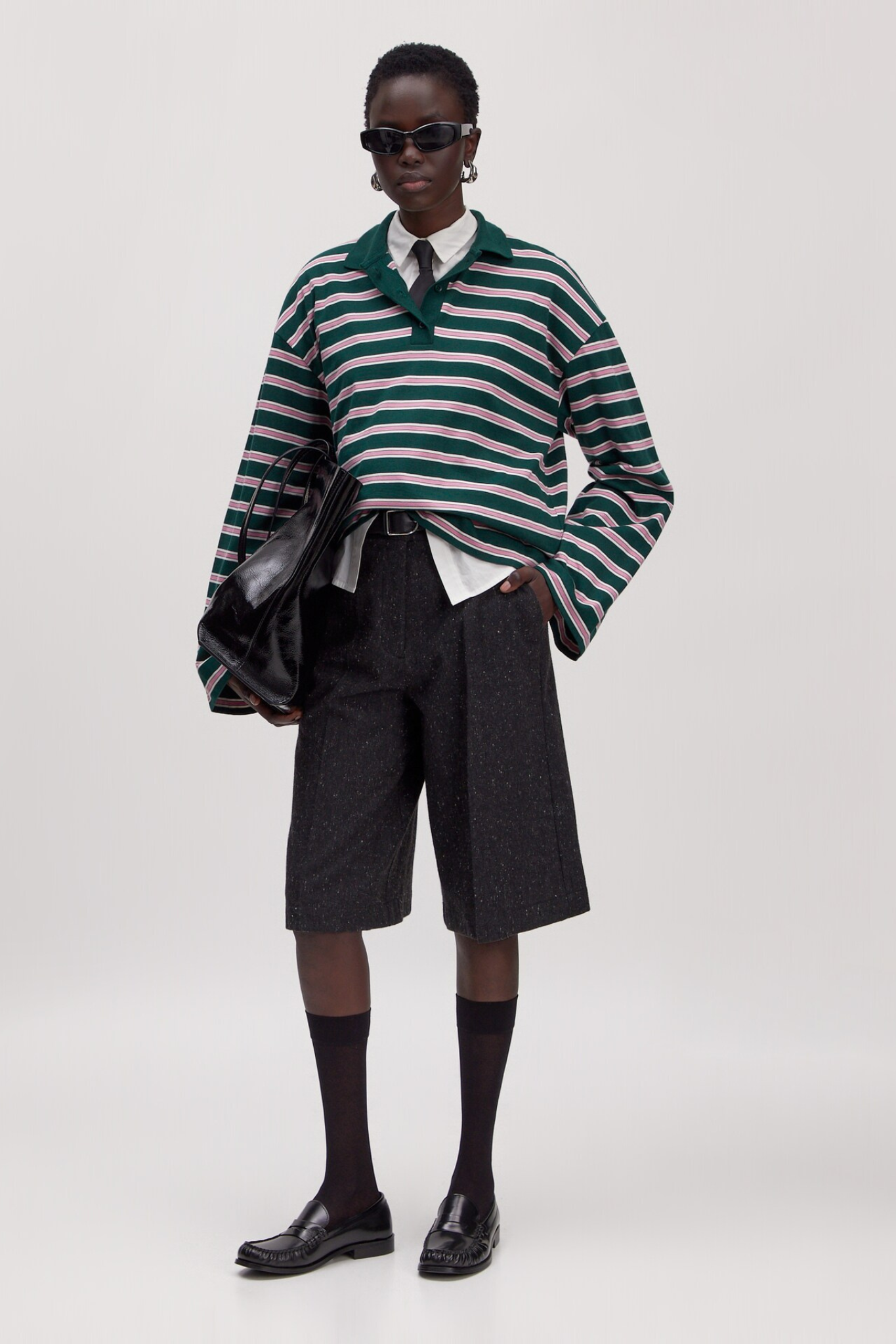 CINDY LONGSLEEVE SHIRT - STRIPES PINE GROOVE/MAUVE ORCHID/MOREL