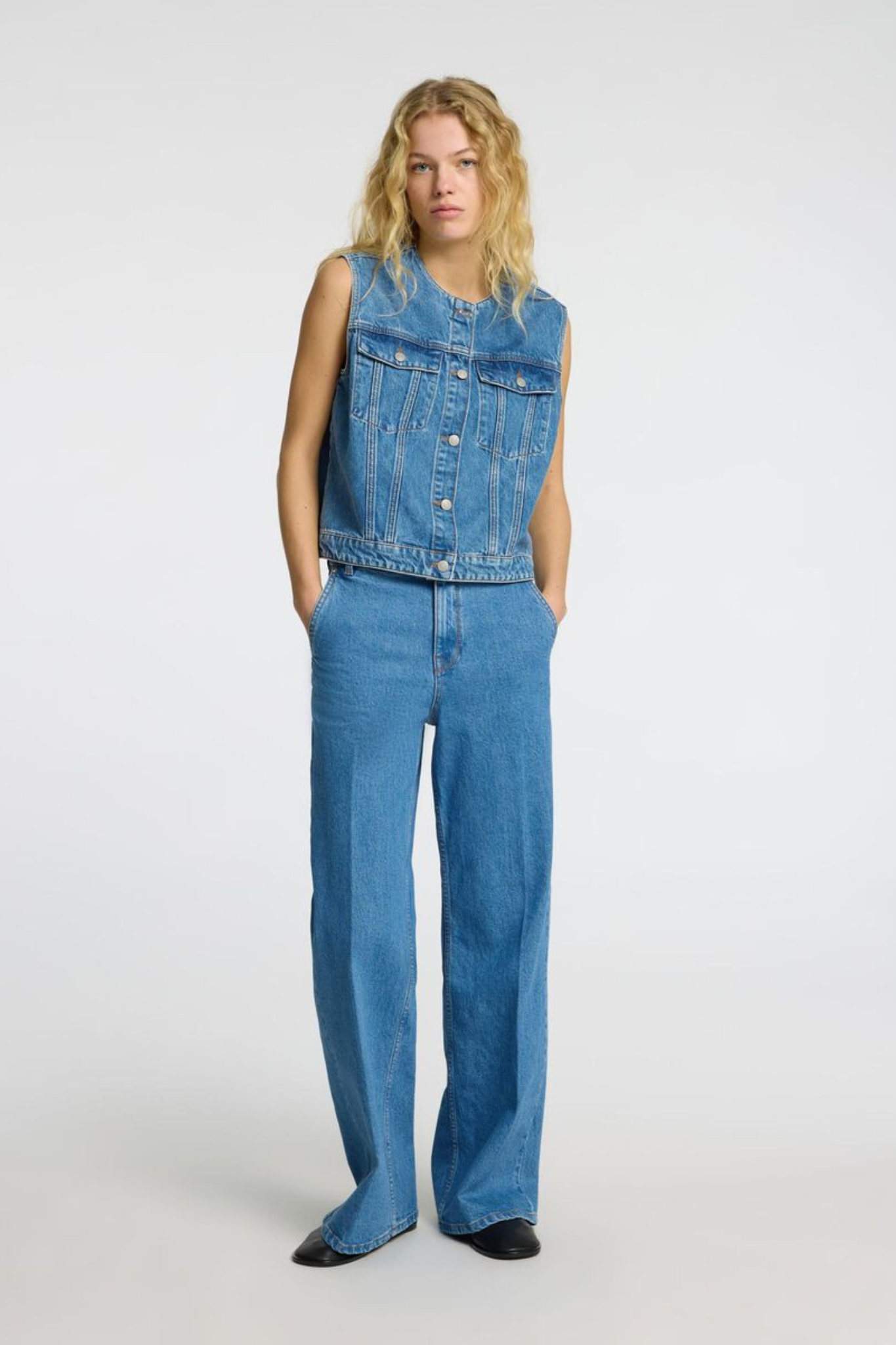 SLFEVELYN HW EXTRA WIDE JEANS - MEDIUM BLUE DENIM