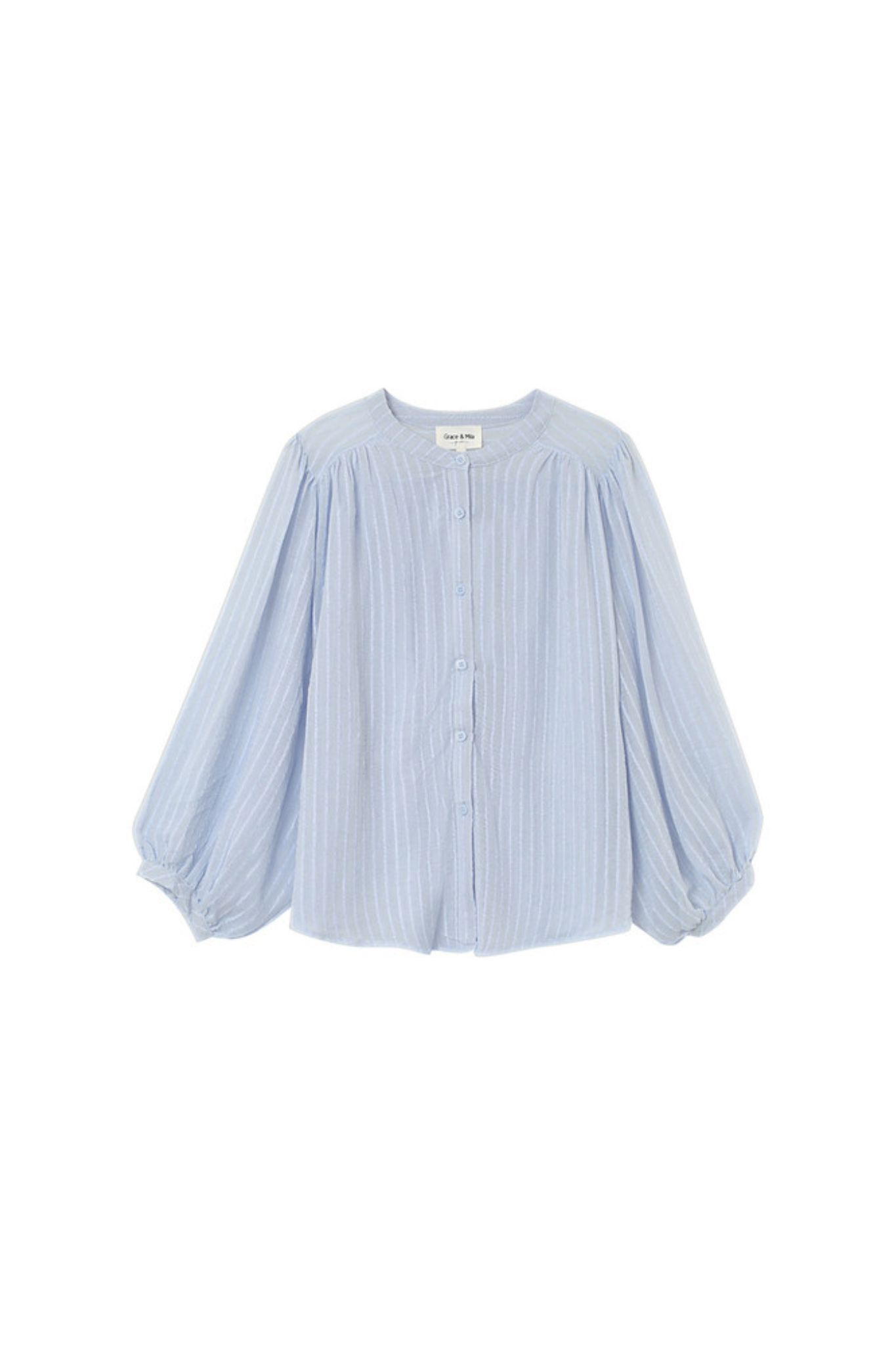 Grace & Mila poesie blouse in blue. Front flatlay view