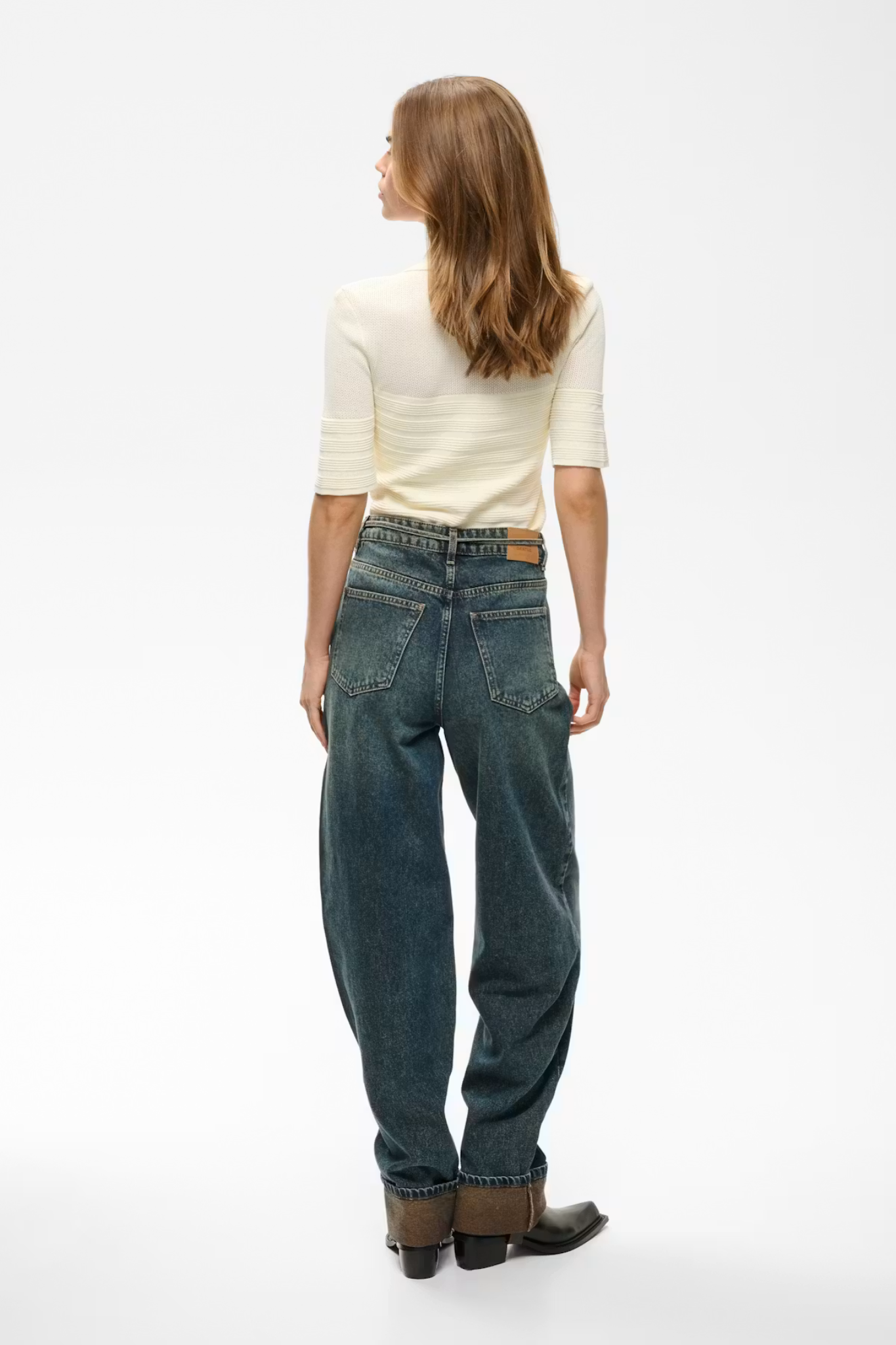 SUSARA HW BARREL JEANS - BLUE/GREEN WASH