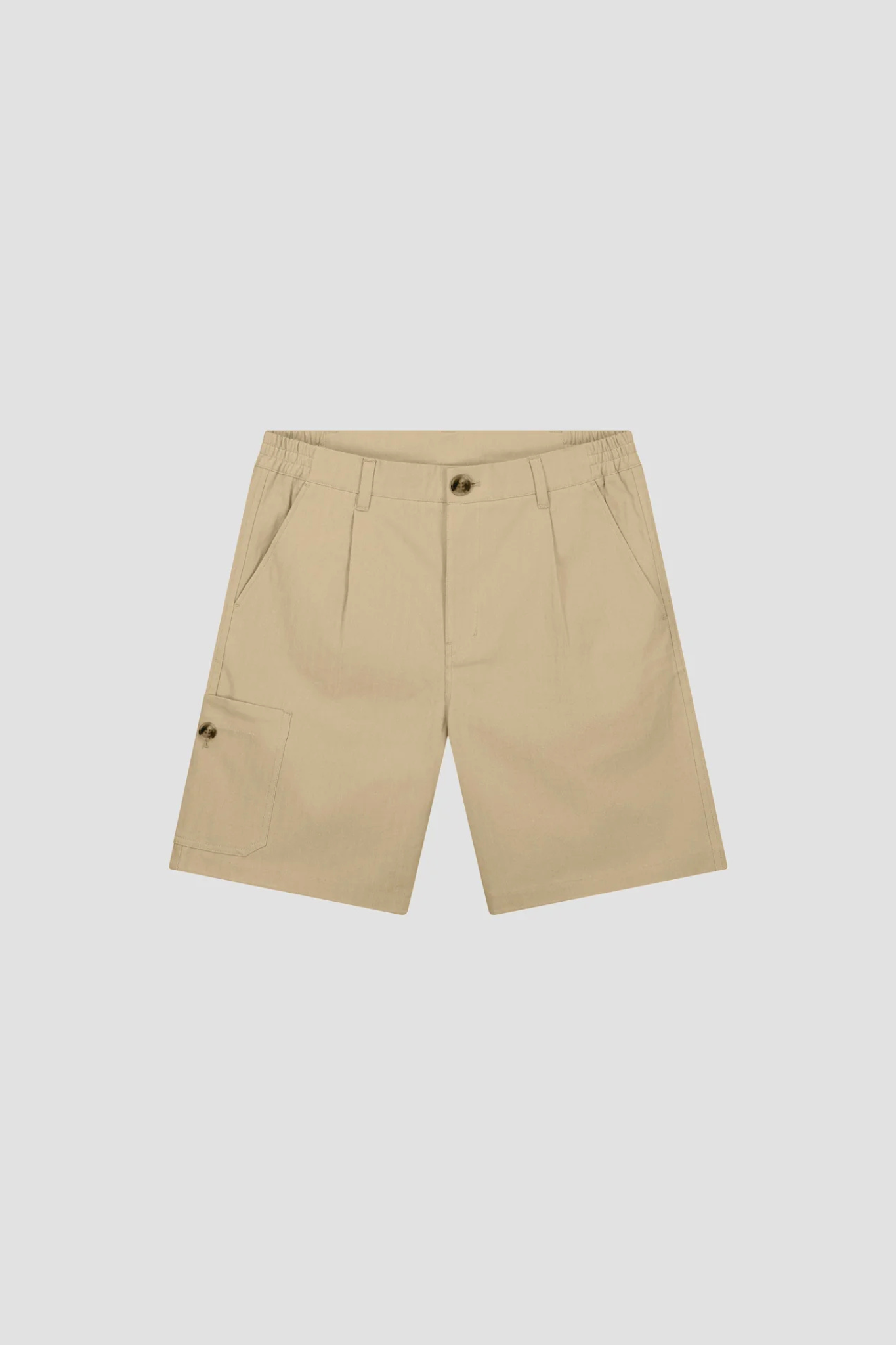 Olaf utility workwear shorts in beige khaki. Front flatlay view