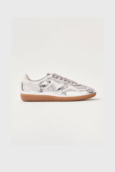 TB.490 RIFE SHIMMER LEATHER SNEAKERS - SILVER CREAM