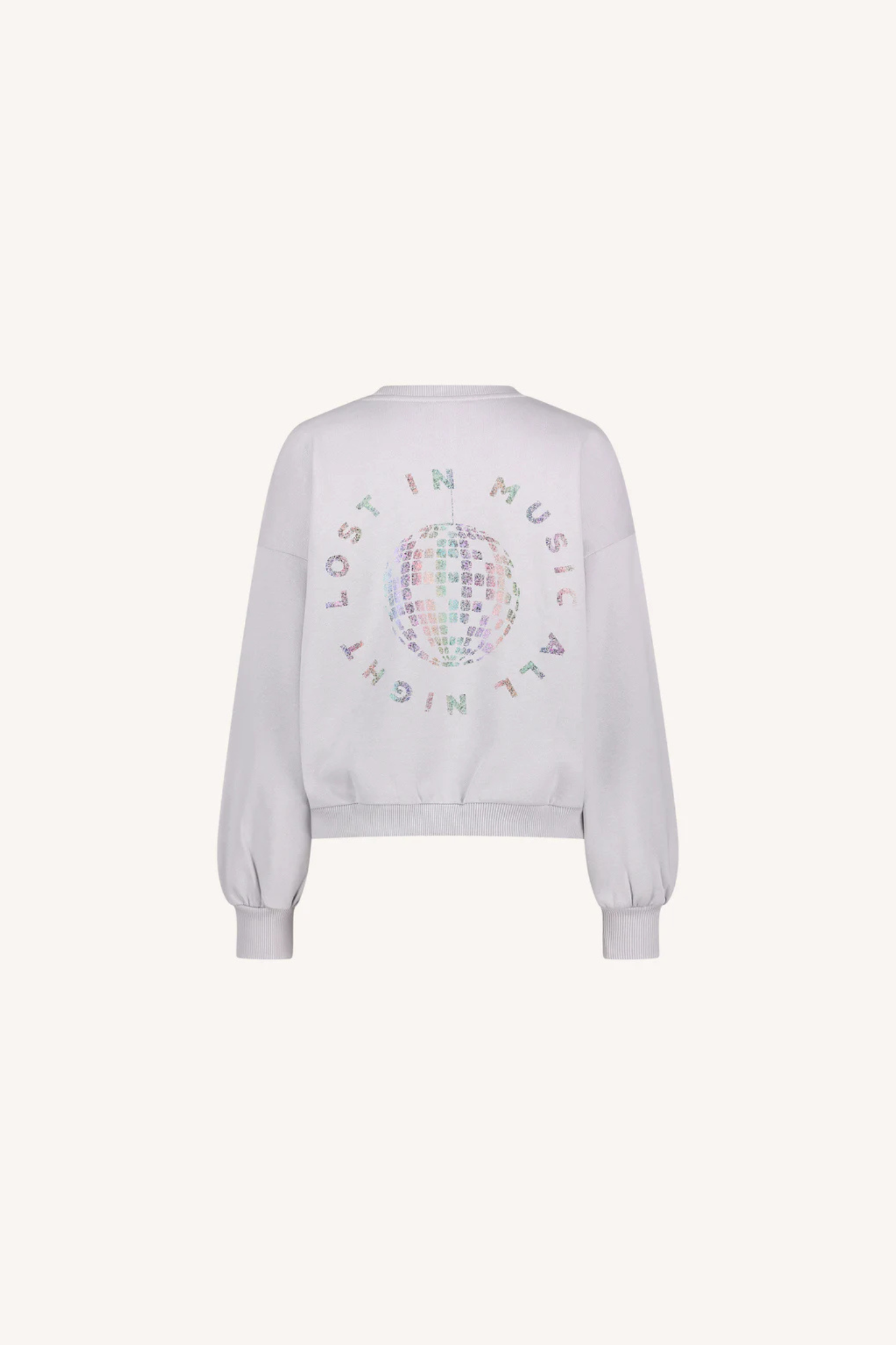 By-Bar bibi disco sweater in pastel lilac. Back flatlay view