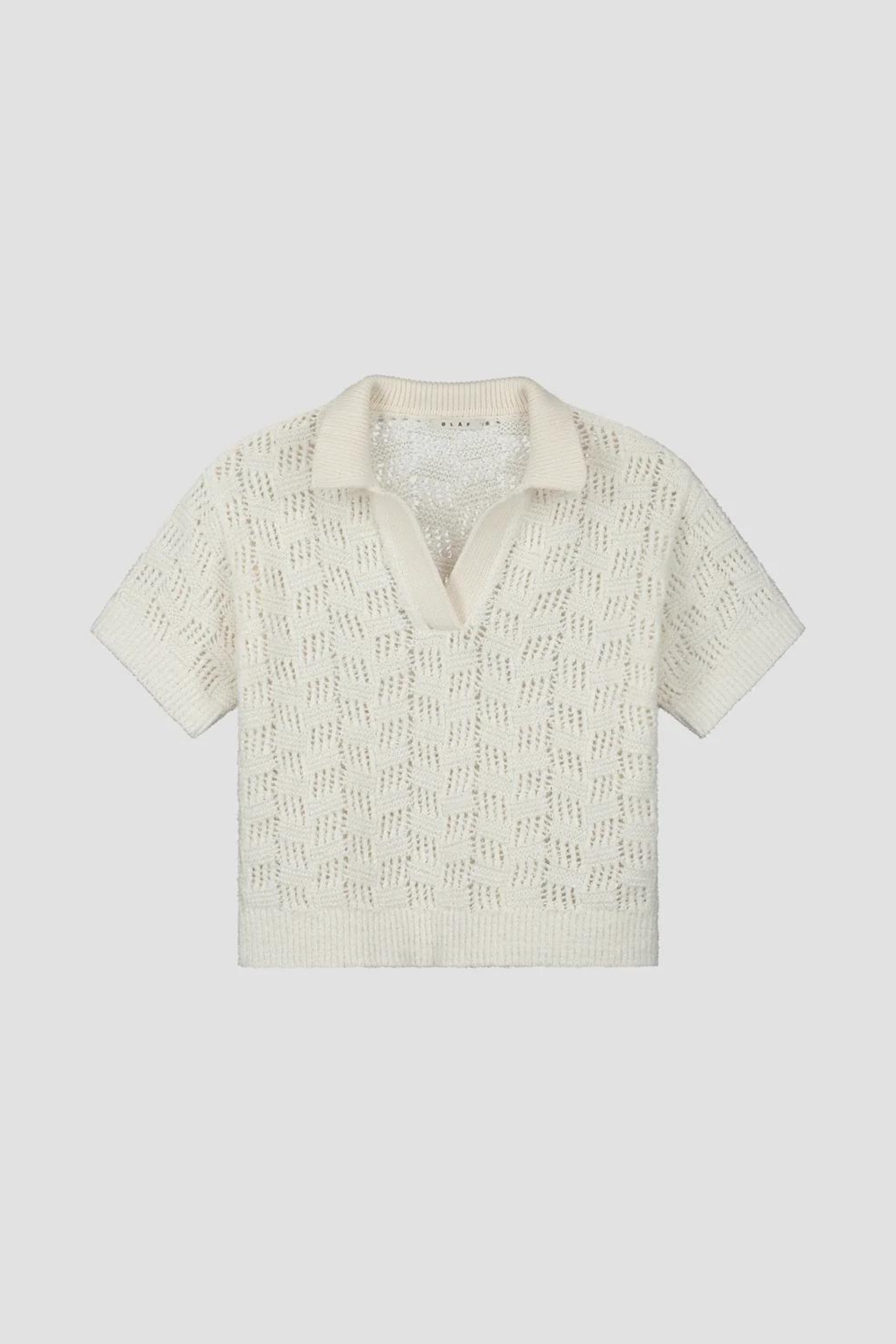 WMN CHECK KNITTED POLO WOMAN - OFF WHITE