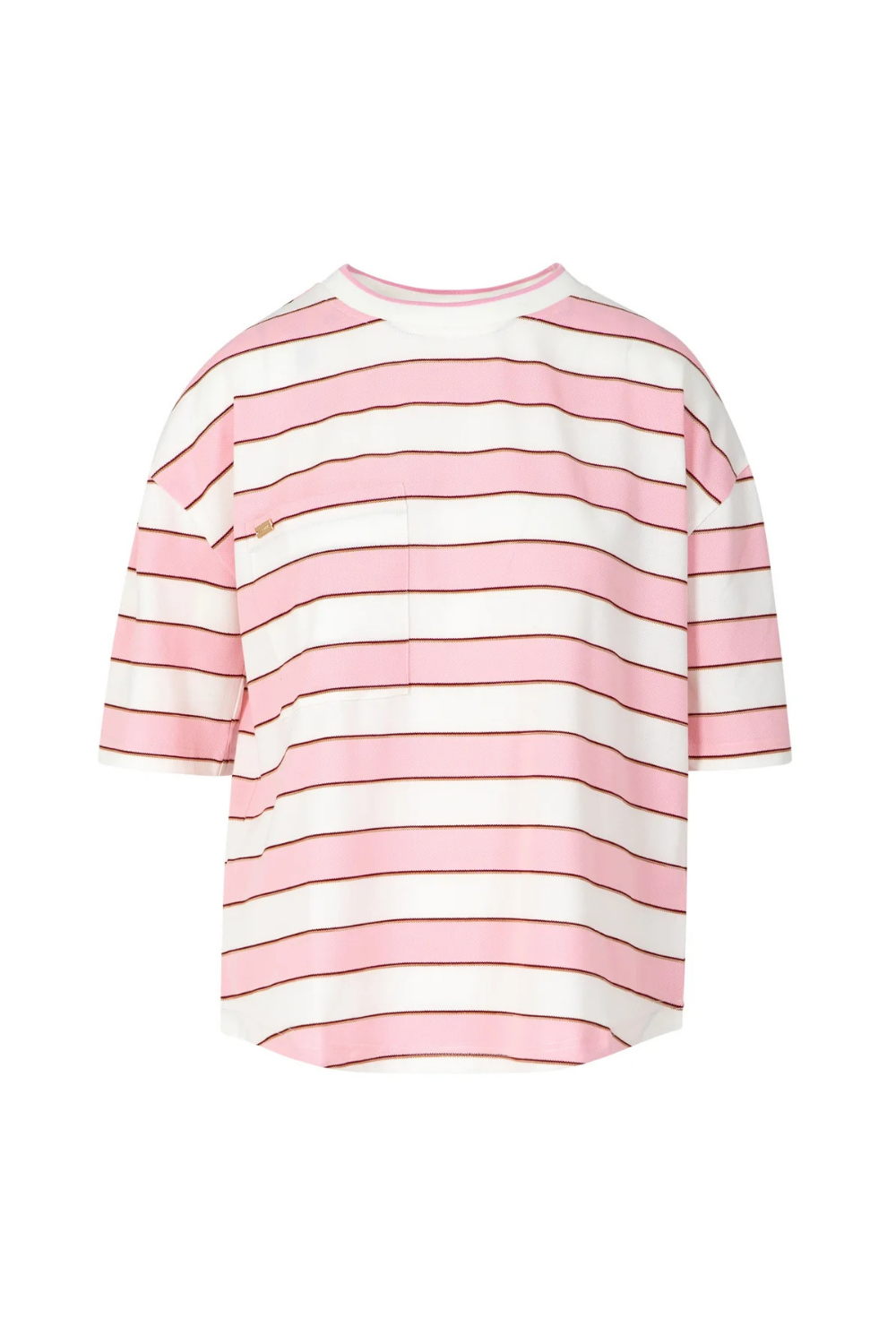 JERSEY RIB T-SHIRT - WHITE / PINK STRIPE