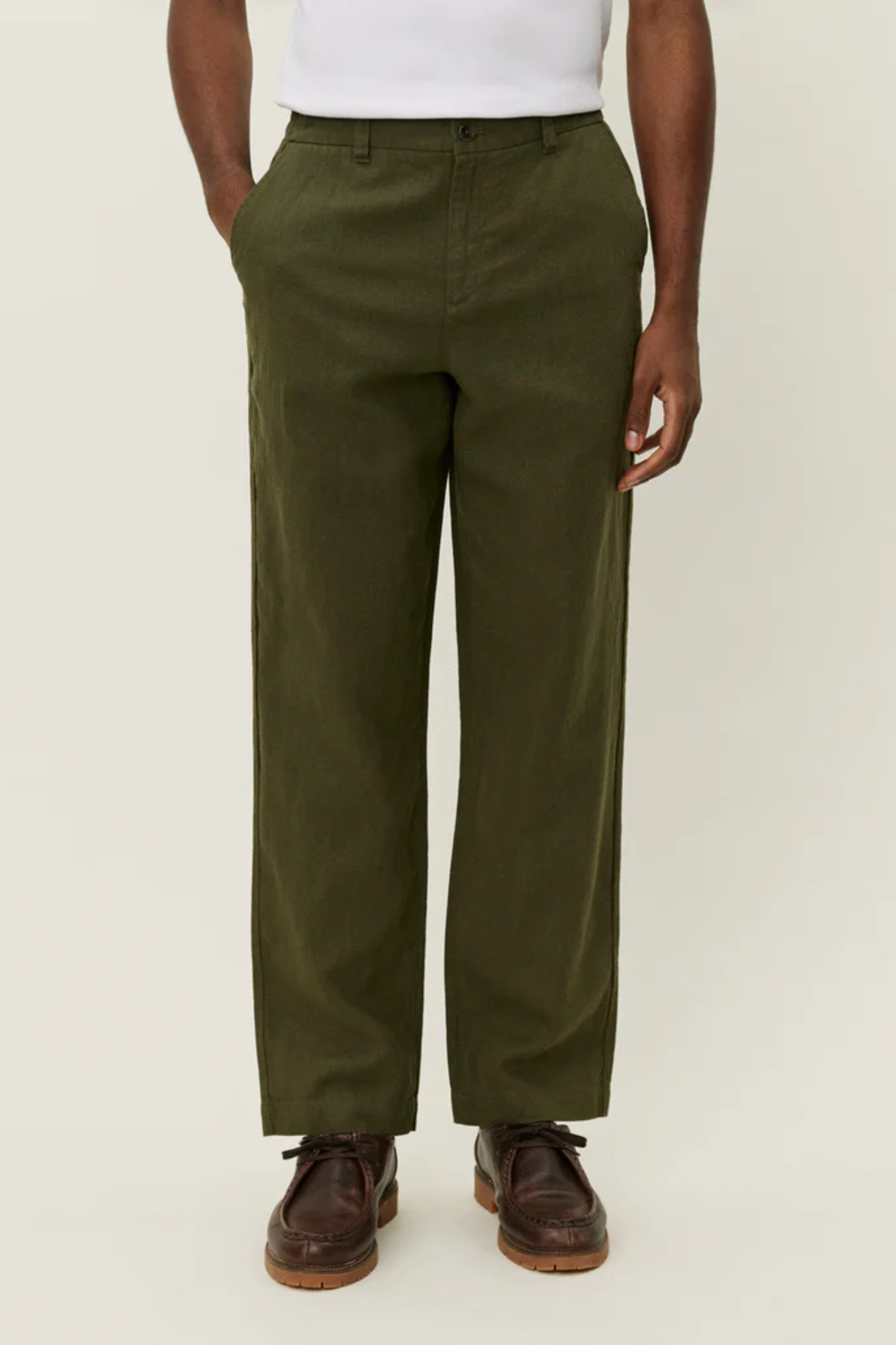 PINO LINEN PANTS - OLIVE NIGHT