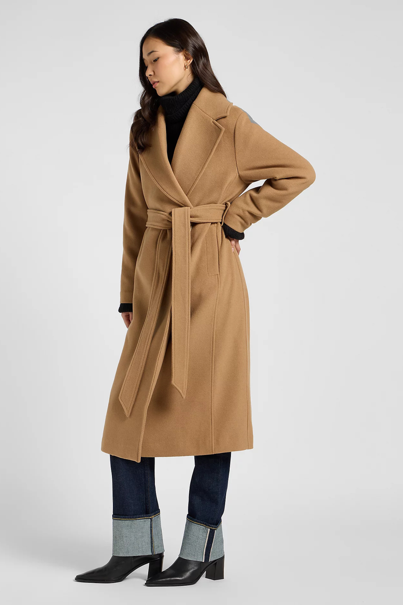 WOOL COAT - DARK CAMEL