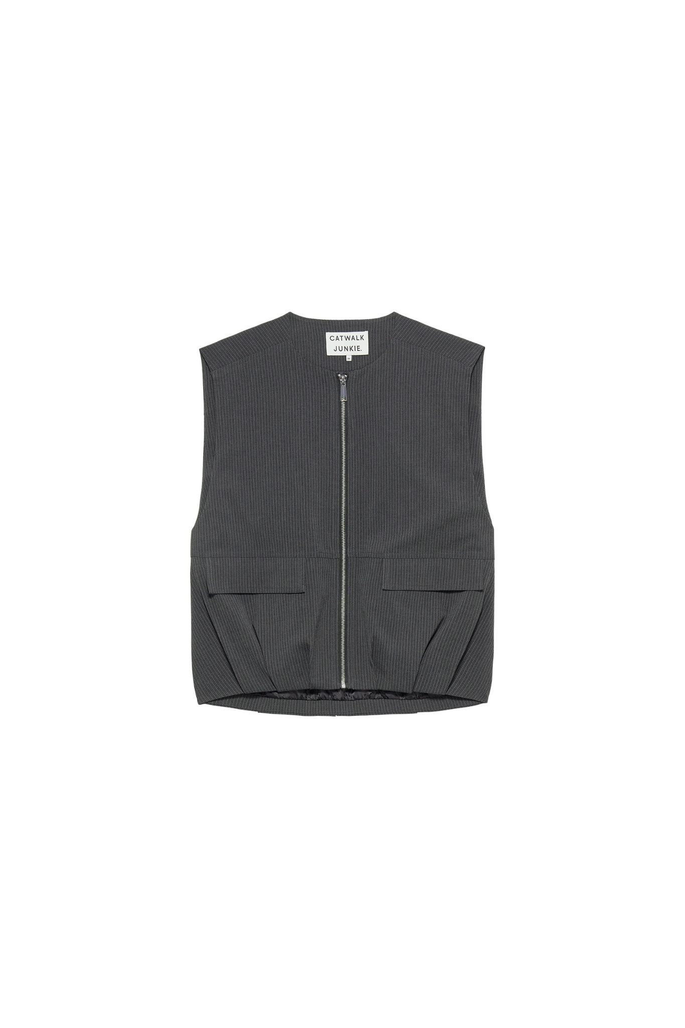 PINSTRIPE BODYWARMER VEST - DARK GREY MELANGE