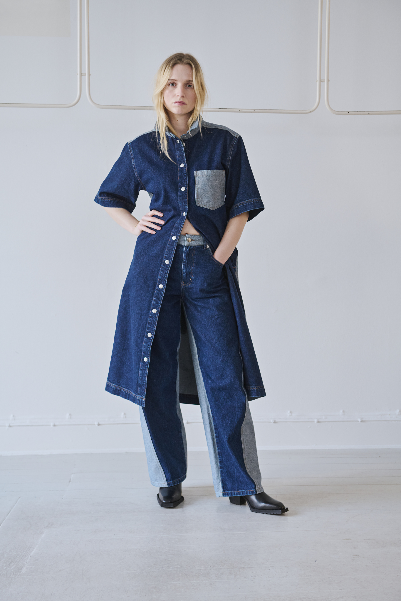 LUKE DENIM CHRISTEL BLOCK JEANS - MID BLUE DENIM