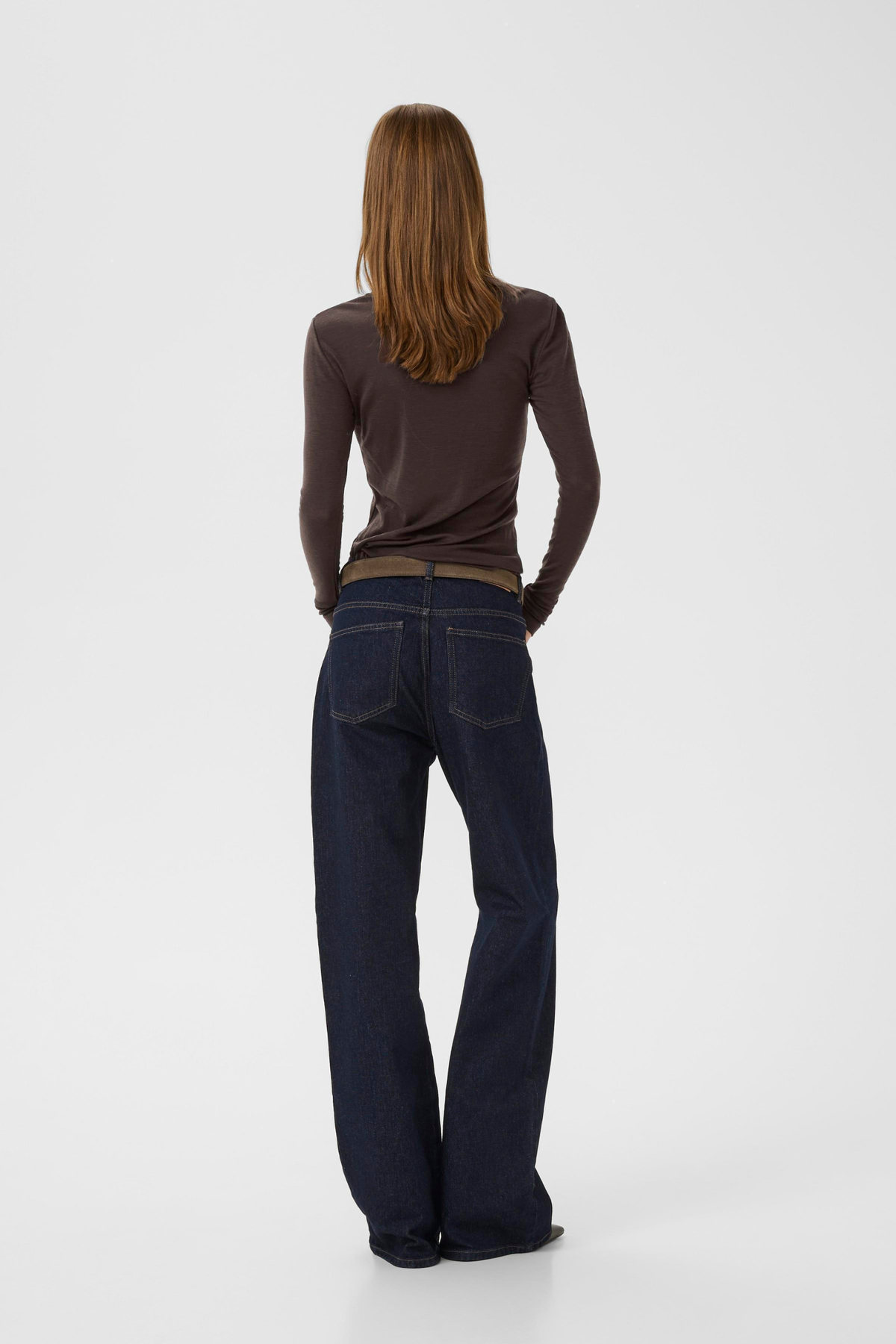 NINIA LS WOOL ROUNDNECK TOP - CHOCOLATE TORTE