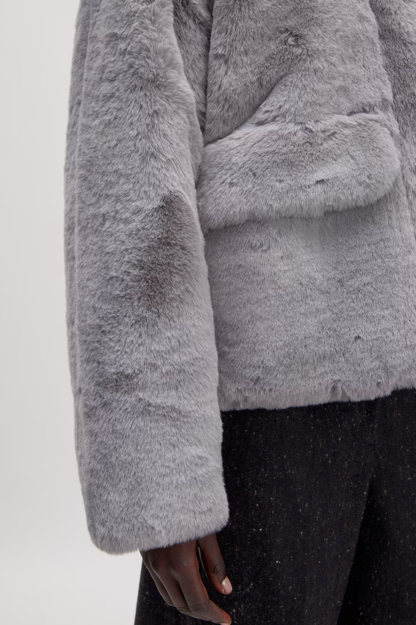 CARLY FUR JACKET - SILVER GREY