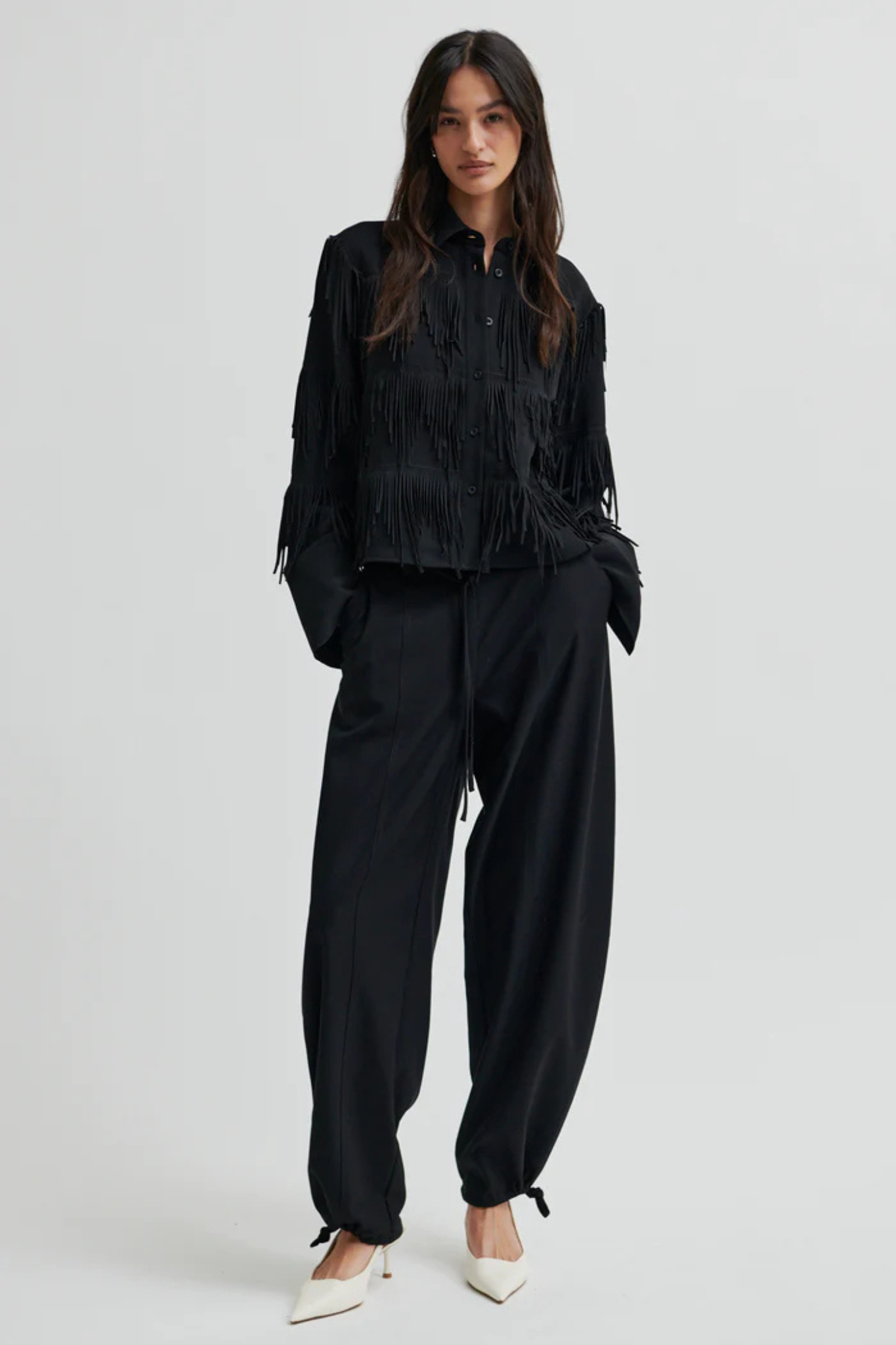 DANCING CROPPED SHIRT - BLACK