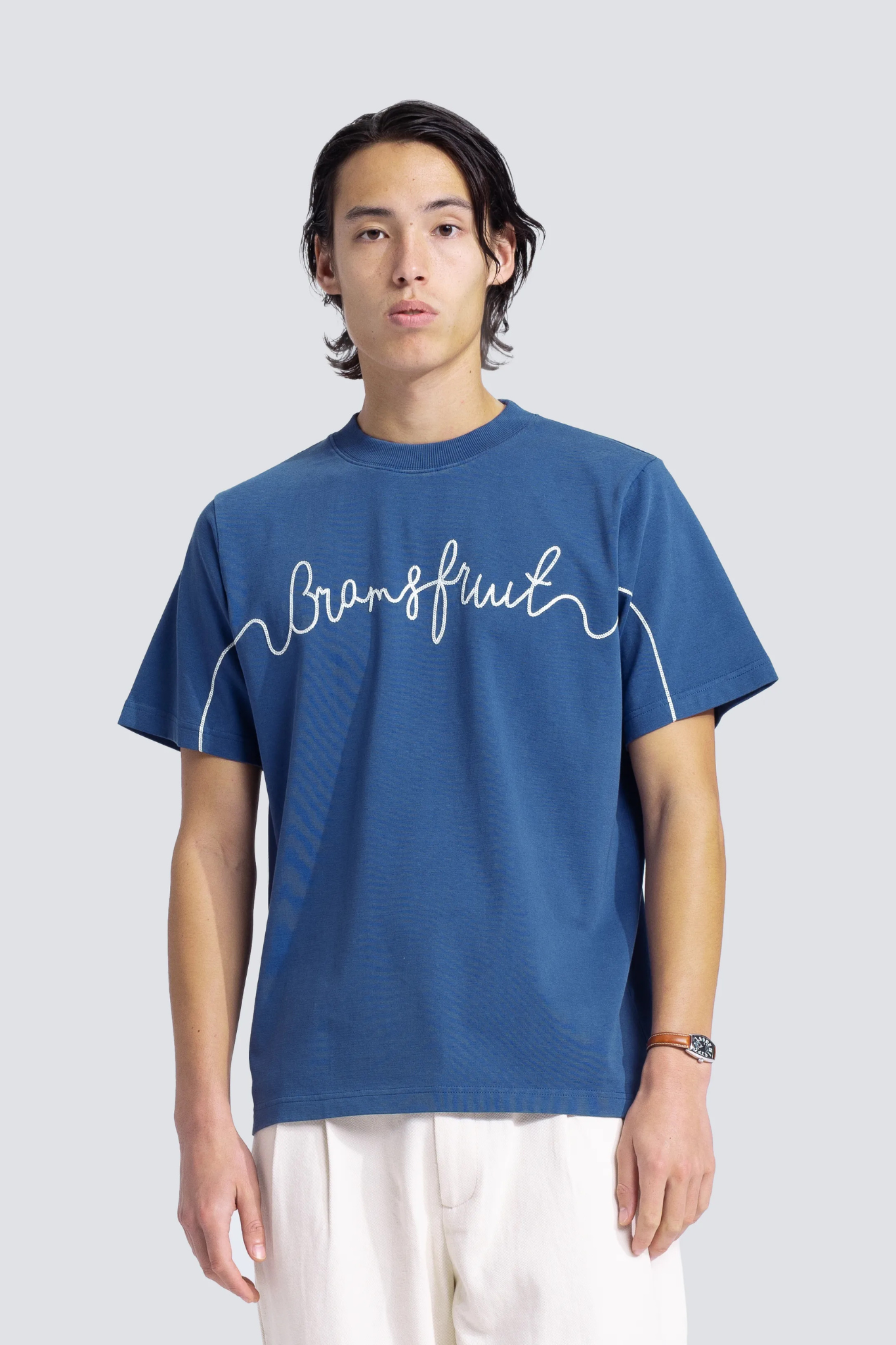 GARDEN HOSE CHAIN STITCH T-SHIRT - BLUE