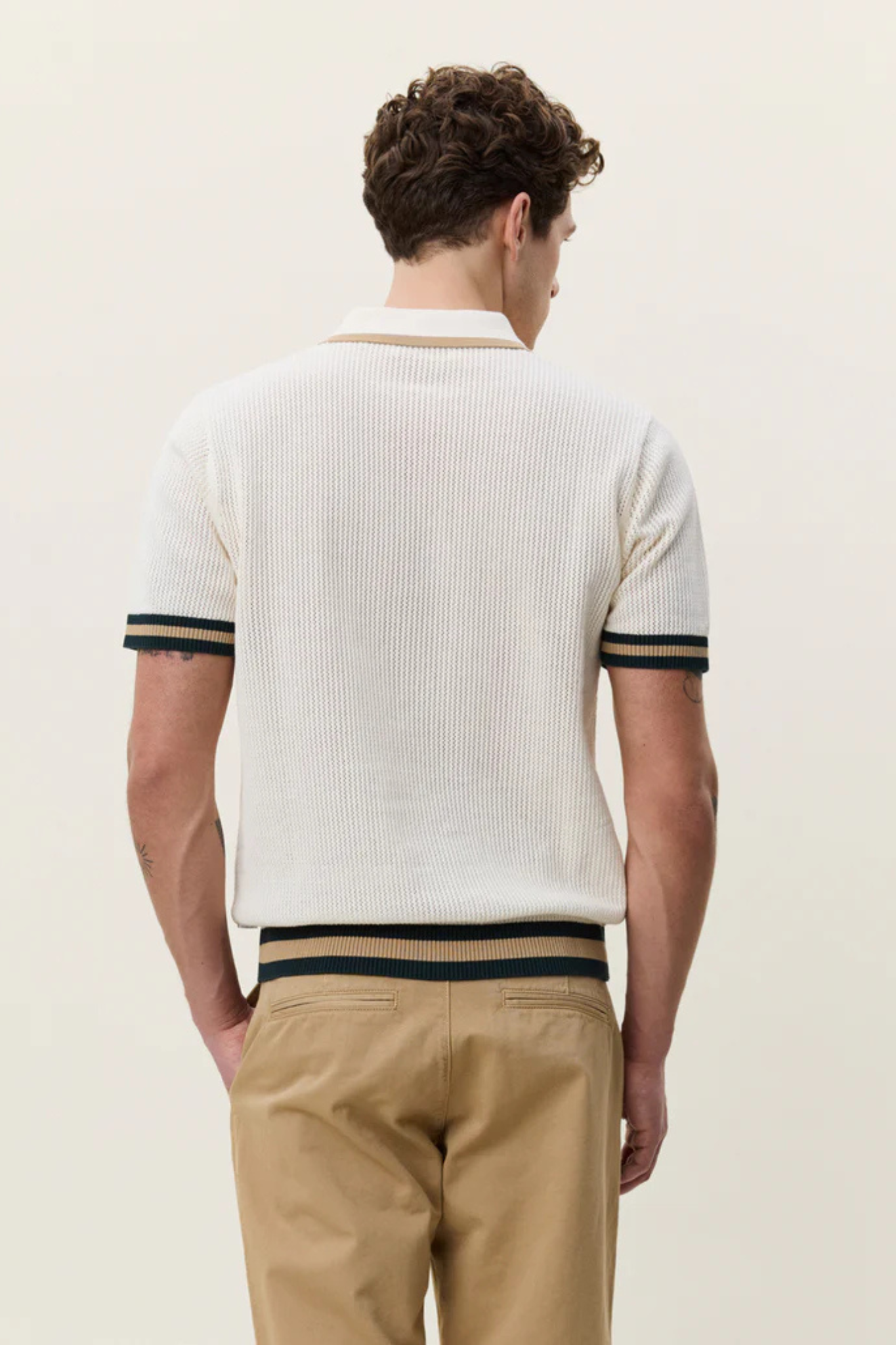 LACE KNITTED POLO - EGGNOG WHITE