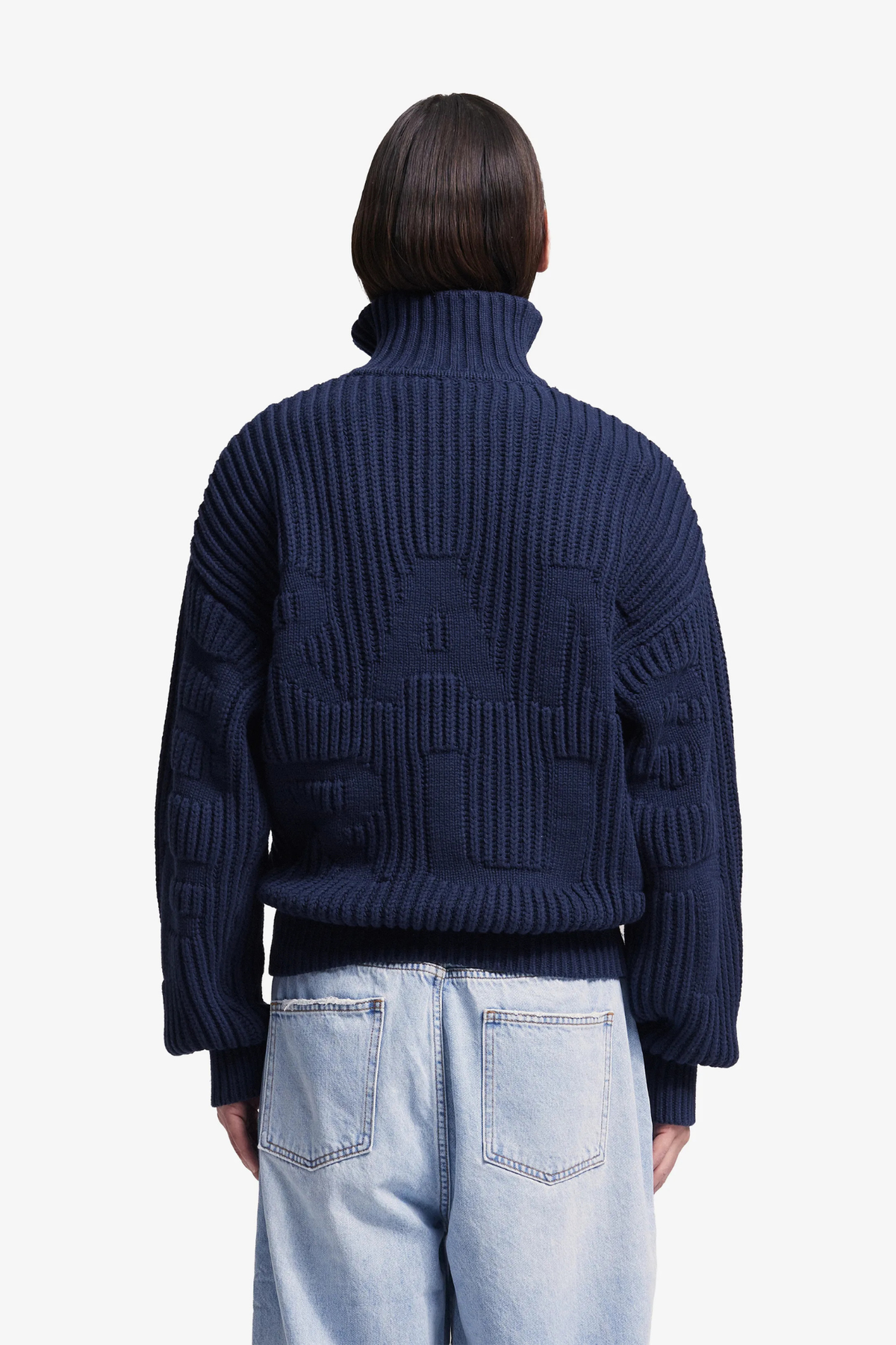 FISHERMAN QUARTER ZIP KNIT - MIDNIGHT BLUE