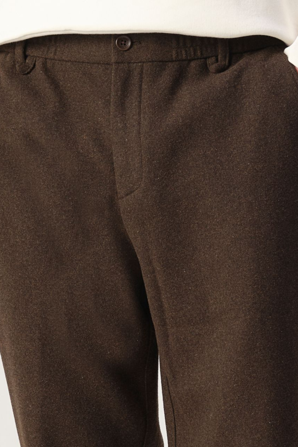 DAVE WOOL TROUSERS - BROWN MELANGE