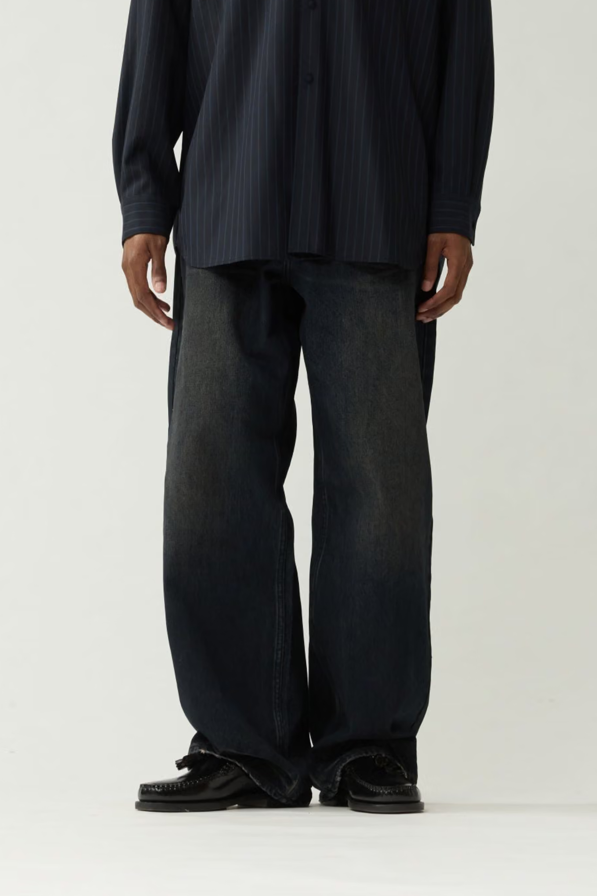 WOOL WORK TROUSERS - NAVY BLUE