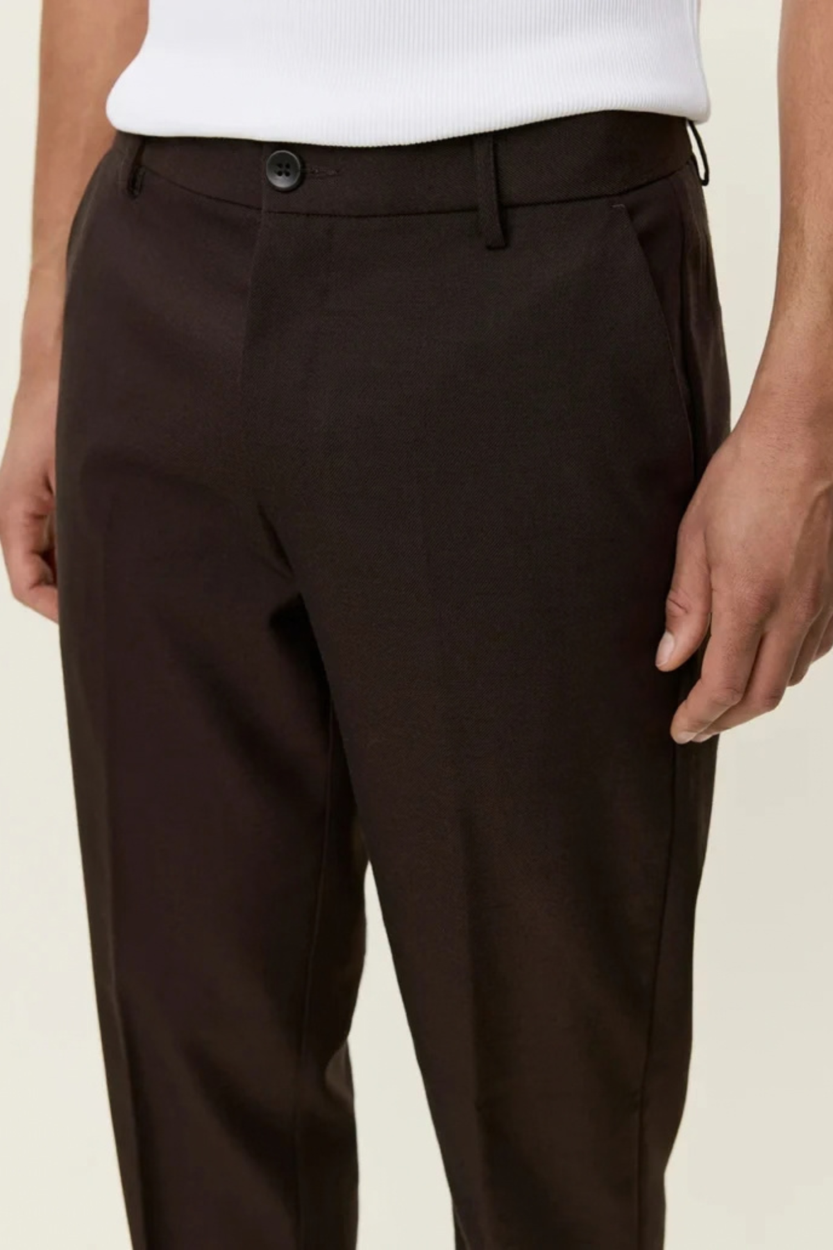 GEBORSTELDE TWILL REGULIER PAKBROEK - MOLÈ BRUIN