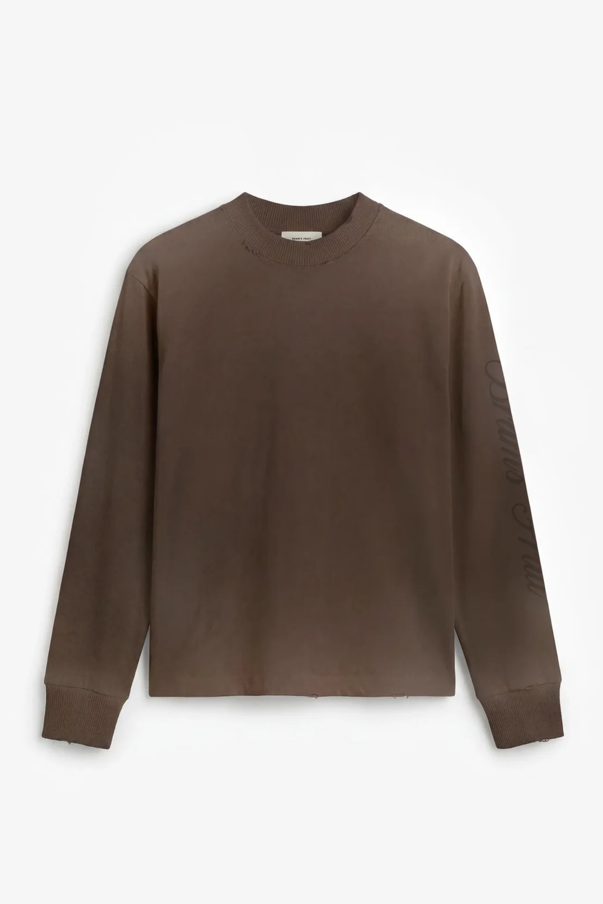 DISTRESSED SCRIPT LOGO LONGSLEEVE - GEWASSEN BRUIN