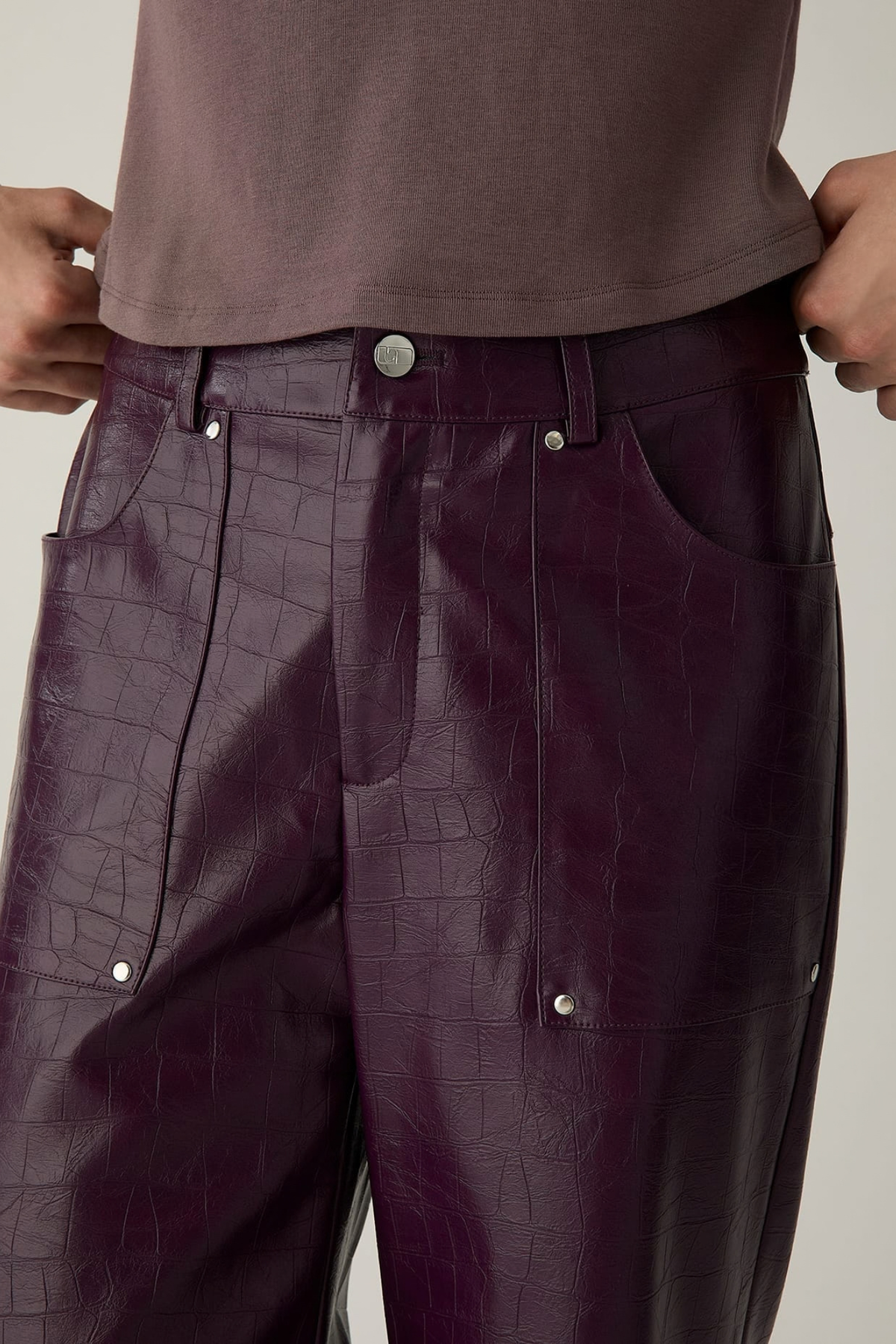 ELWYN TEXTURED PANTS - BORDAUX