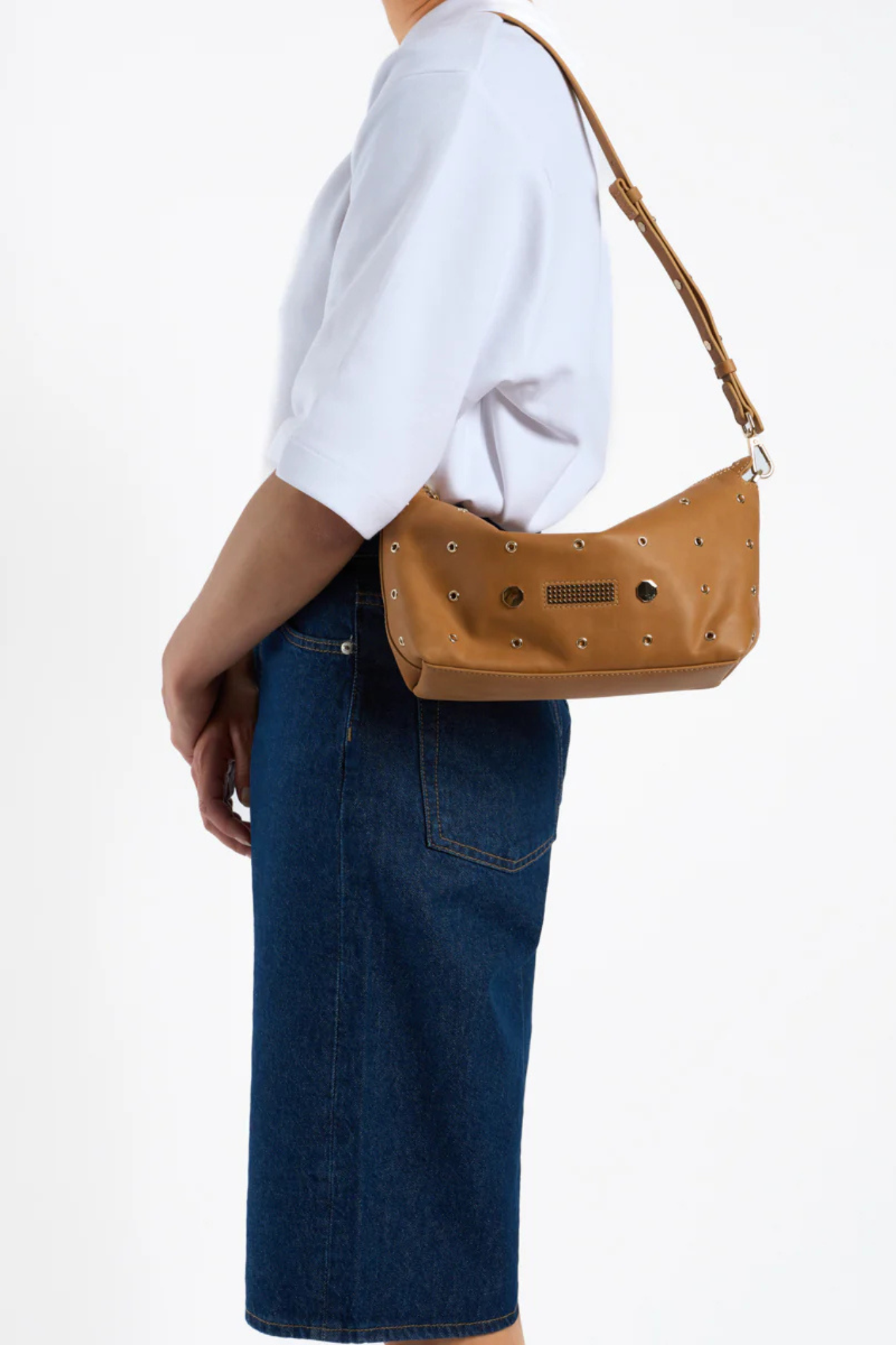 STELLA EYELETS BAG - CAMEL