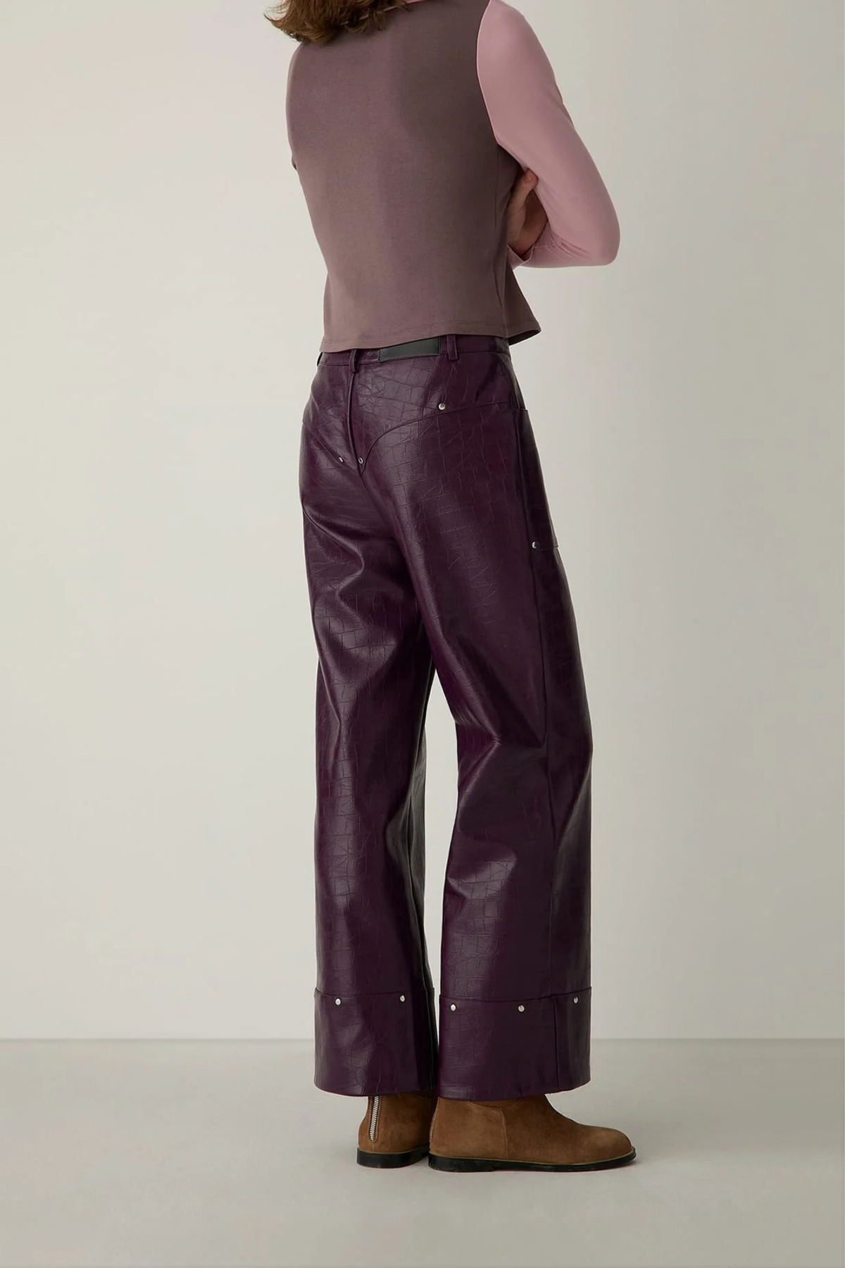 ELWYN TEXTURED PANTS - BORDAUX