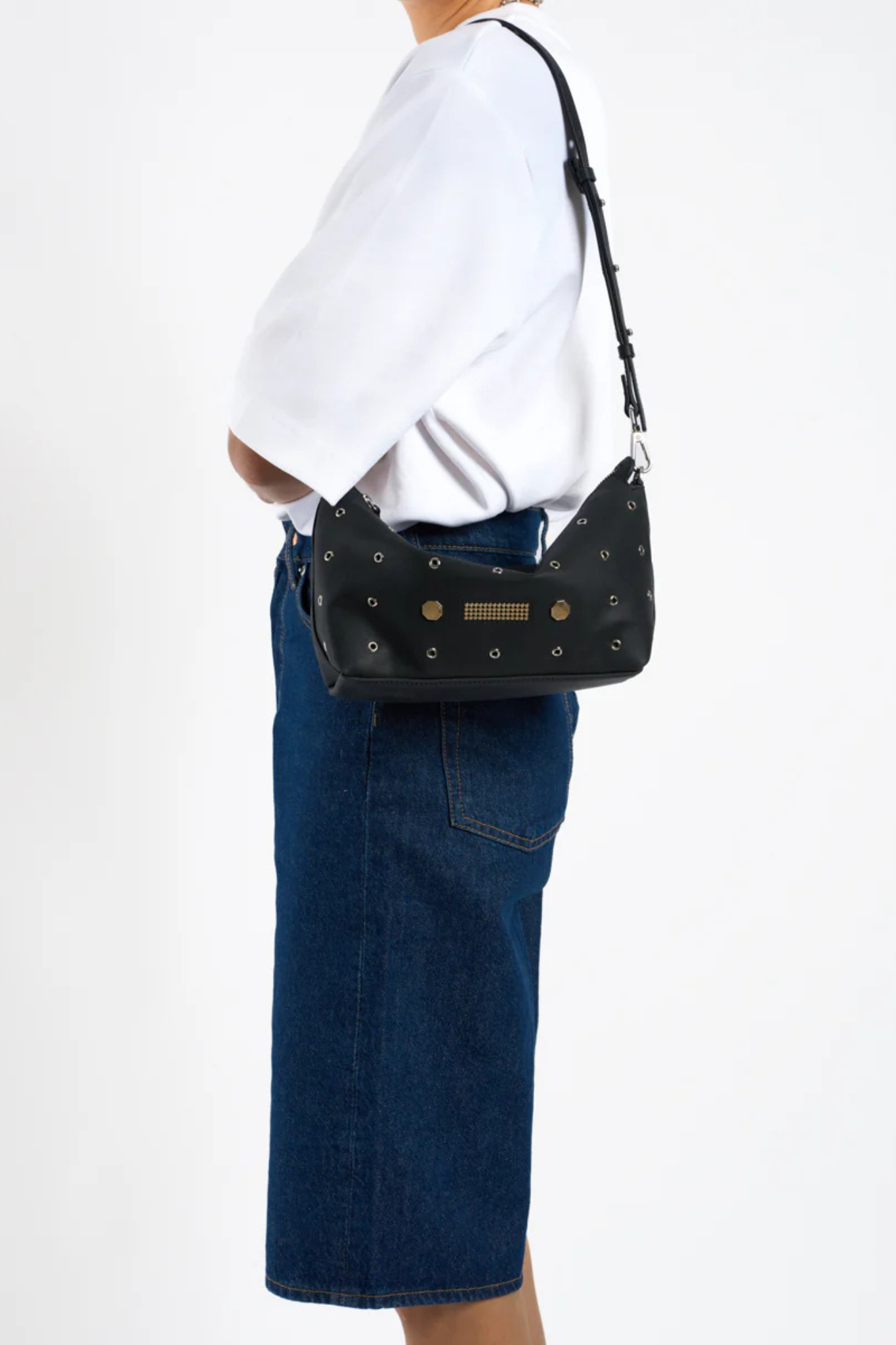 STELLA EYELETS BAG - BLACK SILVER