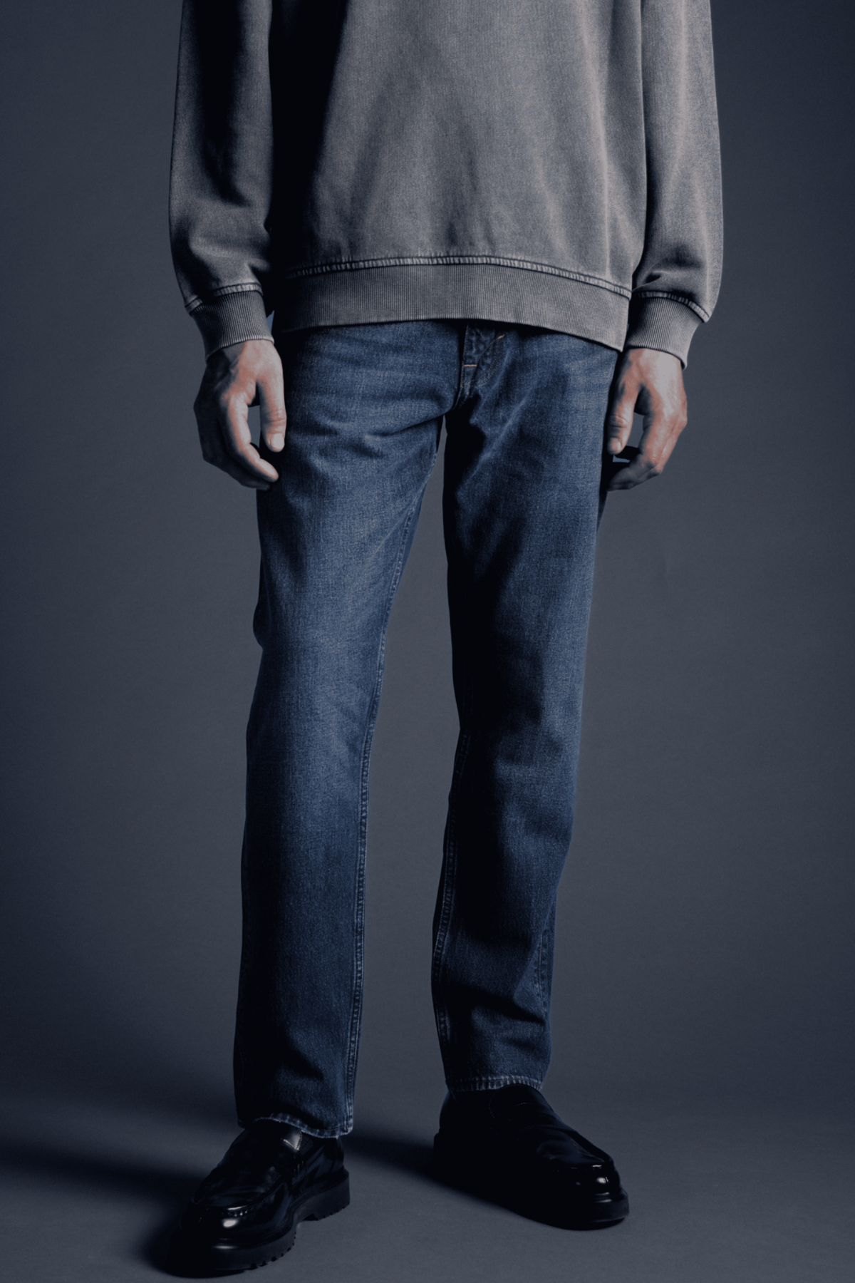 WORN IN REGULAR LEG JEANS - DEEP BLUE DENIM