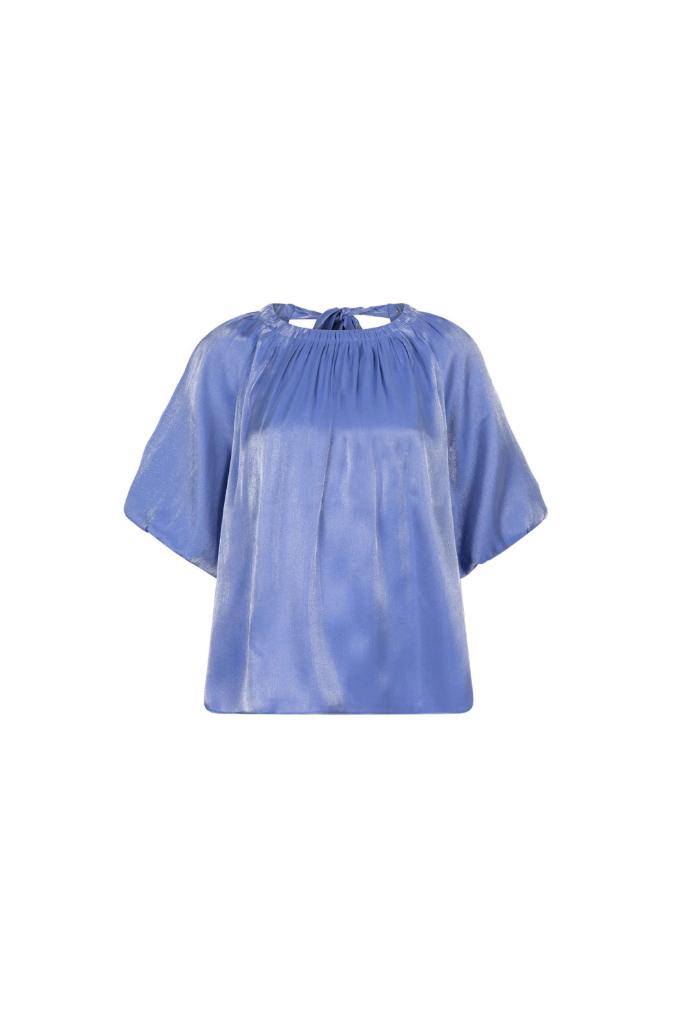 Dante6 simo shimmer back detail top in blue. Front flatlay view