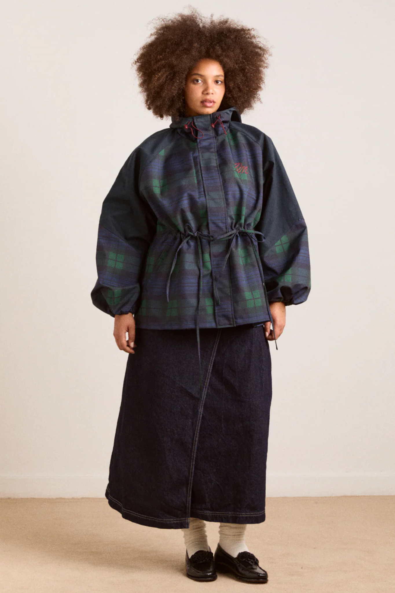 LIU RAINCOAT - NAVY CHECK