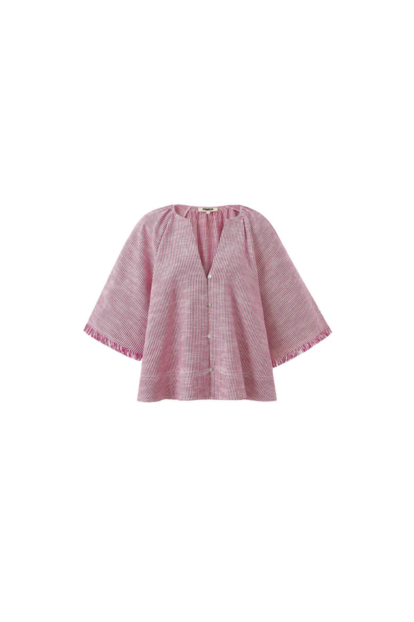 FRNCH alyssia blouse in fuchsia and white. Front flatlay view