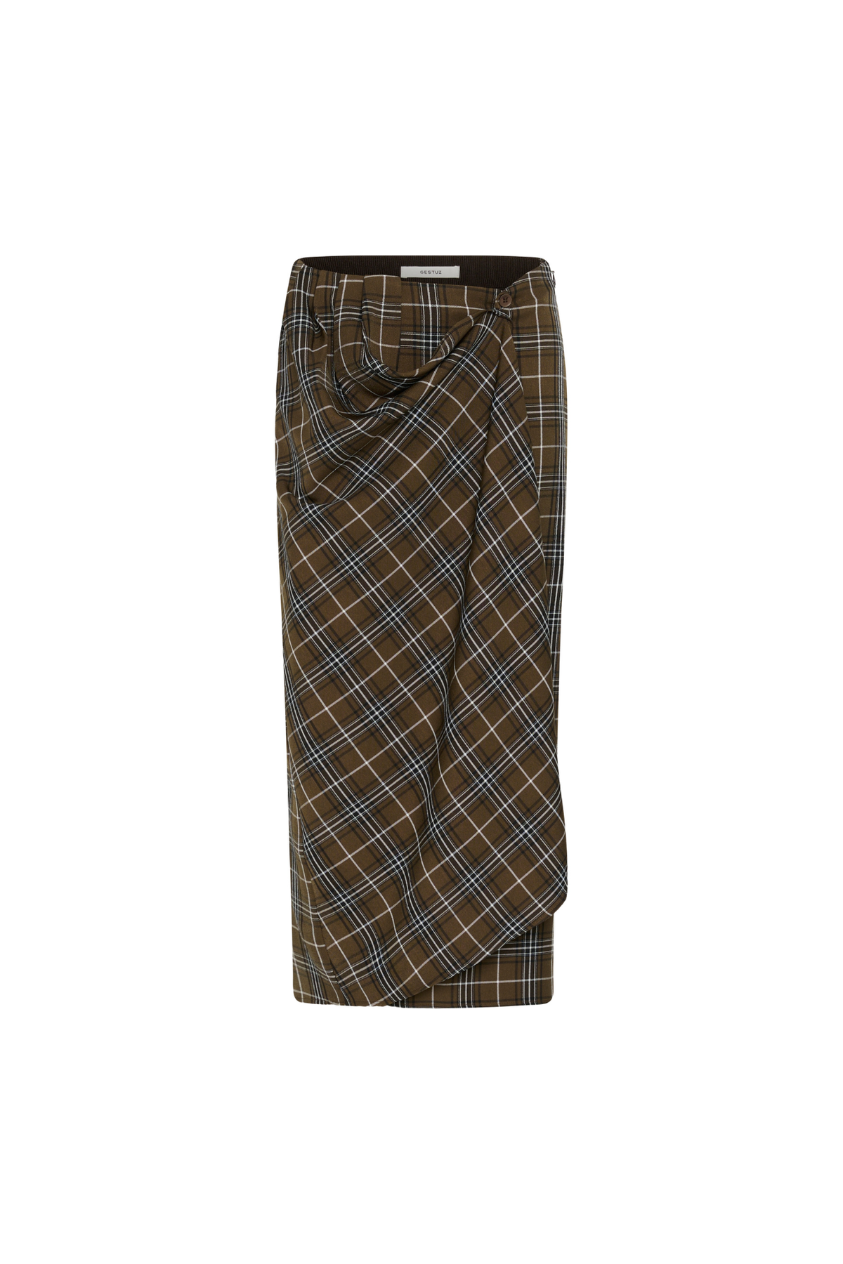 ZALEYA HW SKIRT - GREEN OLIVE CHECK