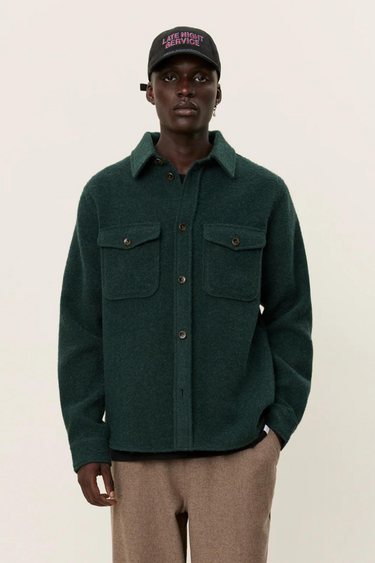 LENNON BOUCLE OVERSHIRT - PINE GREEN