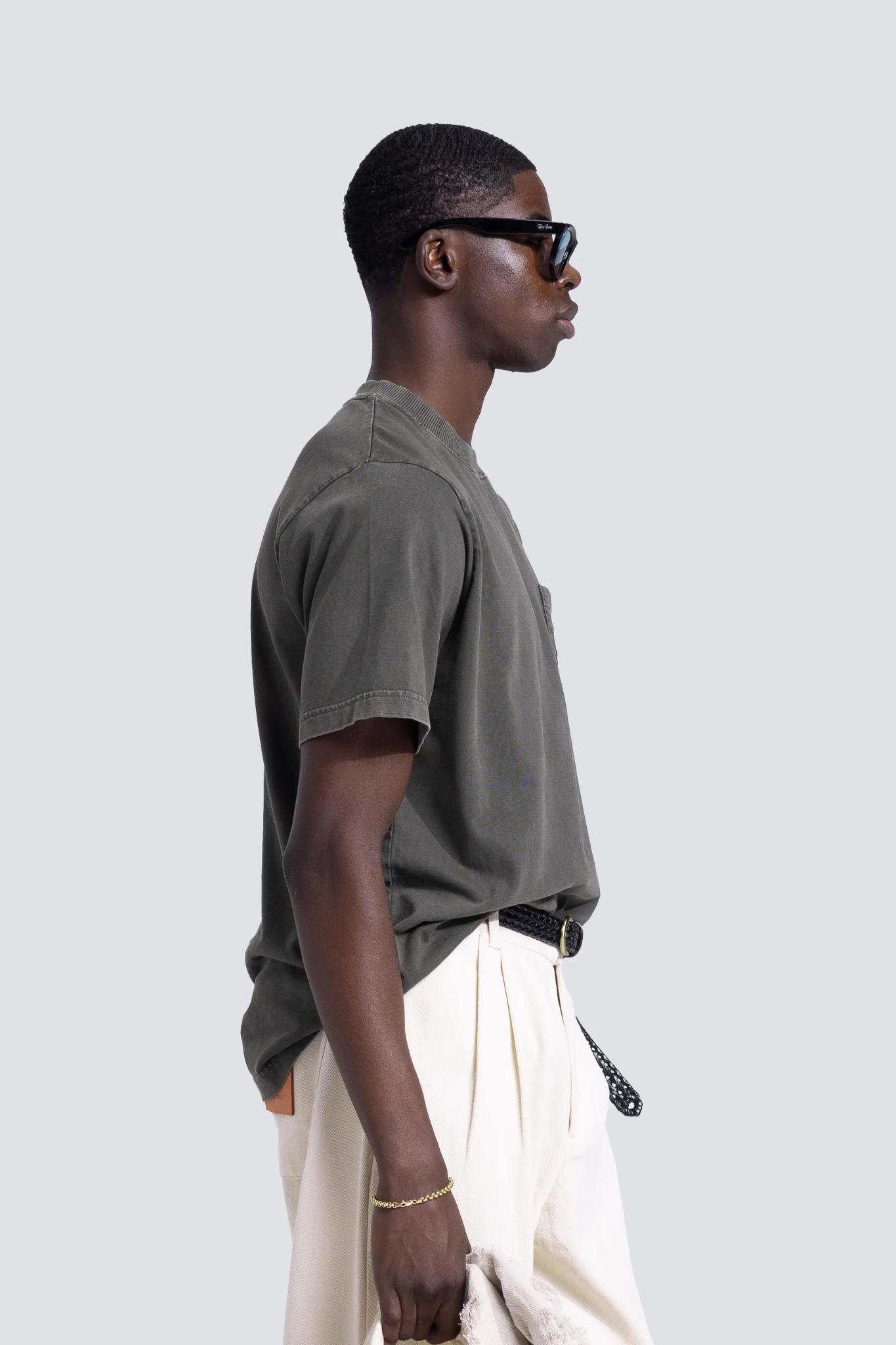 CHEST POCKET T-SHIRT - WASHED CHARCOAL
