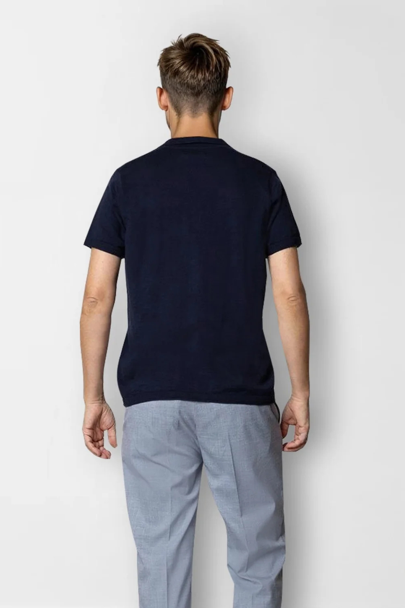 THOMAS KNITTED POLO - NAVY
