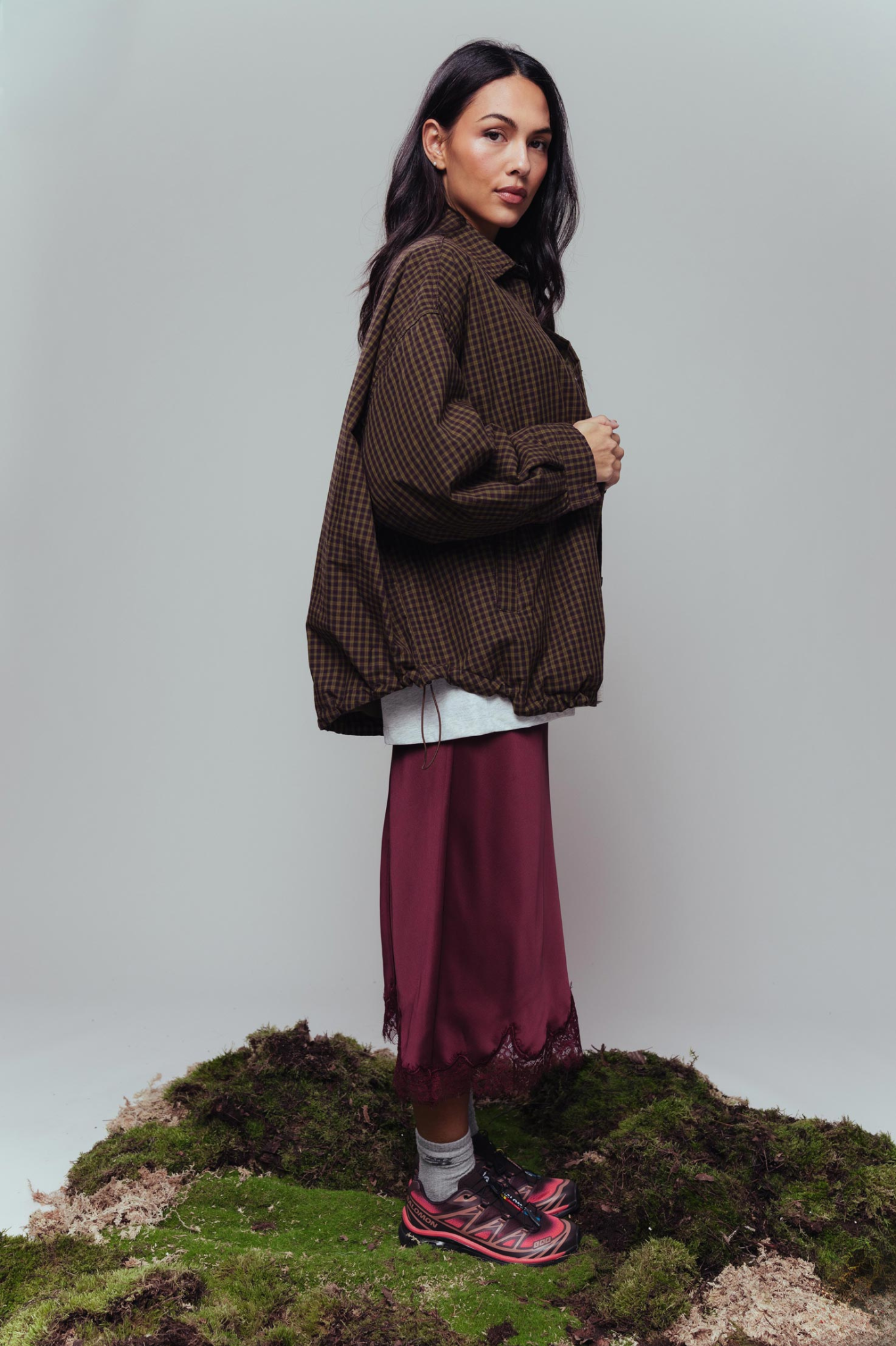 LIGHT PADDED CHECK JACKET - MOSSY