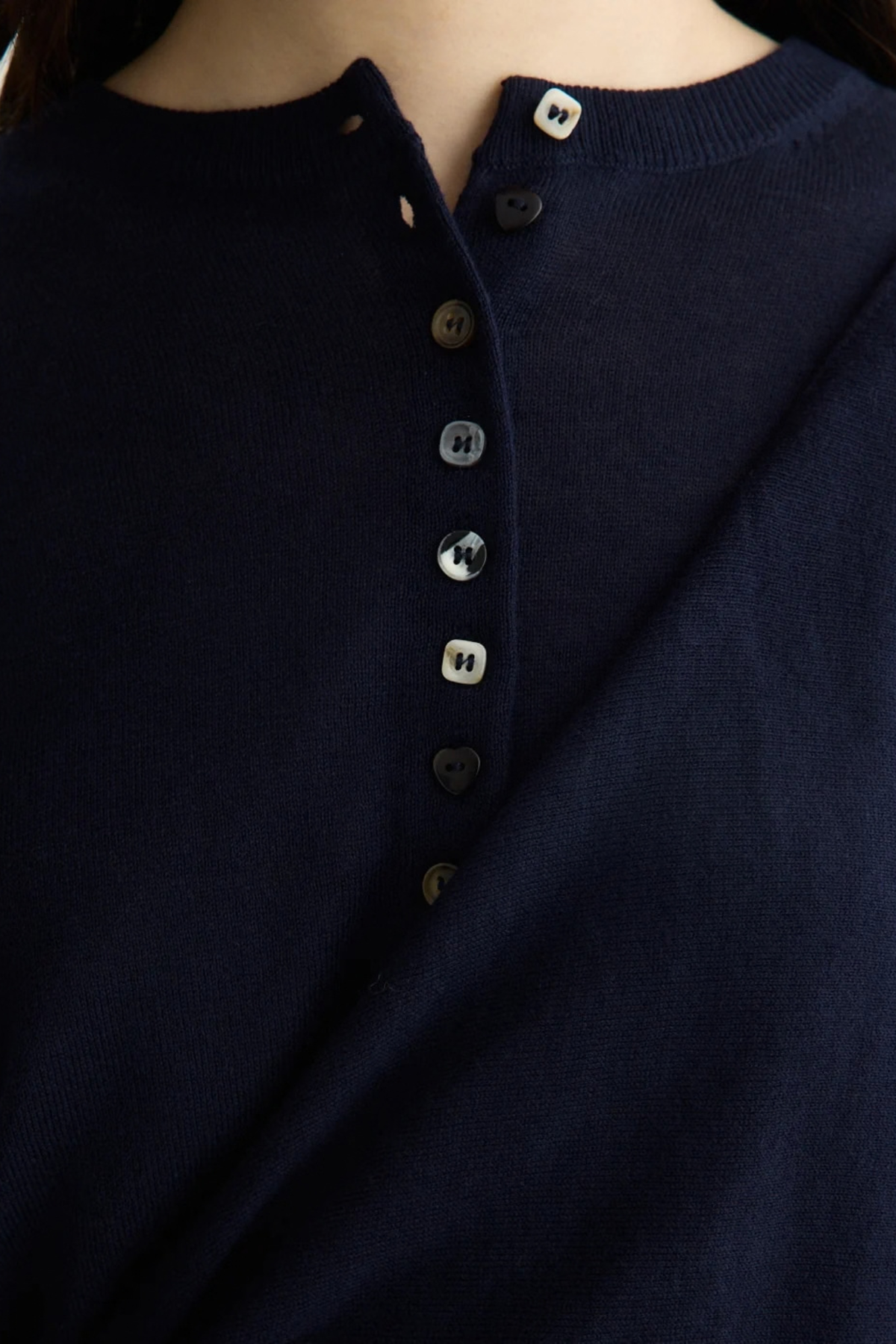 VENNA WRAP MERINO WOOL CARDIGAN - NAVY