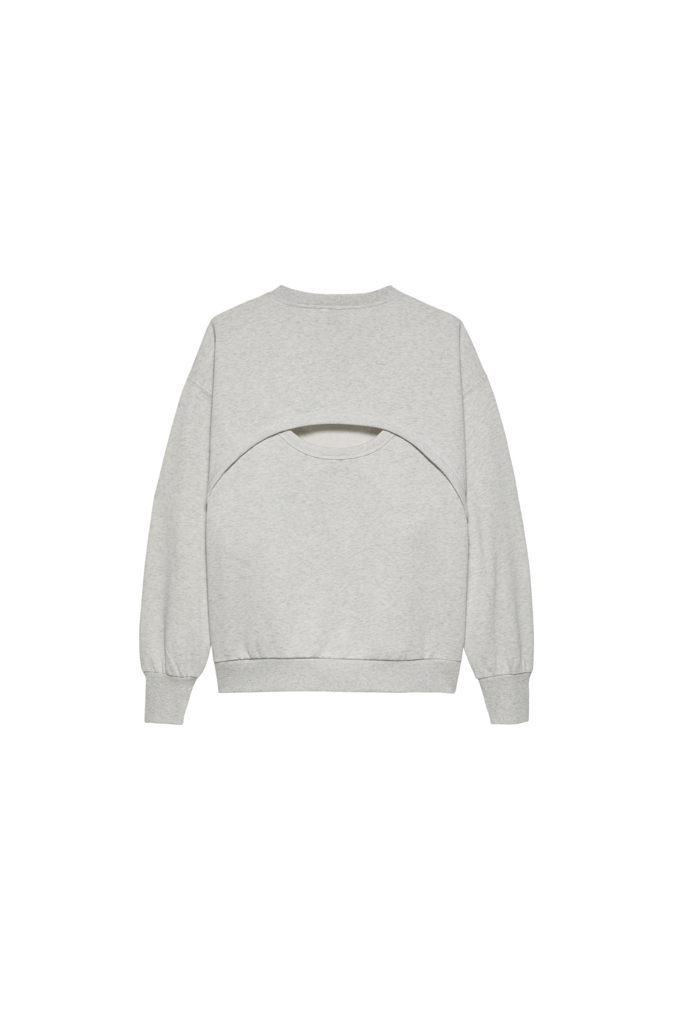 Catwalk Junkie relaxed back detail sweater in light grey melange. Back flatlay view